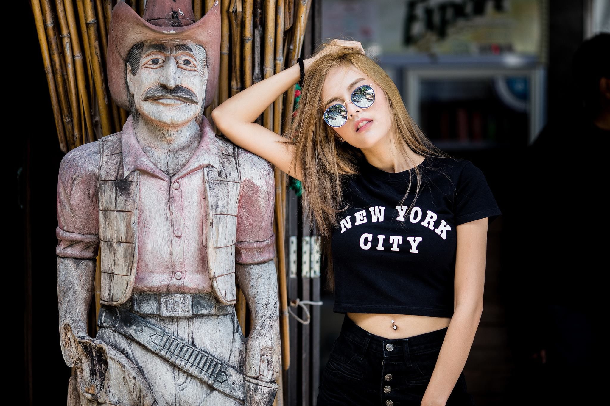 real people, teenager, model, two people, front view, waist up, 1080P, portrait, looking at camera, blond hair, people, Noree Key Wijitra, standing, Thailand model, HD Wallpaper