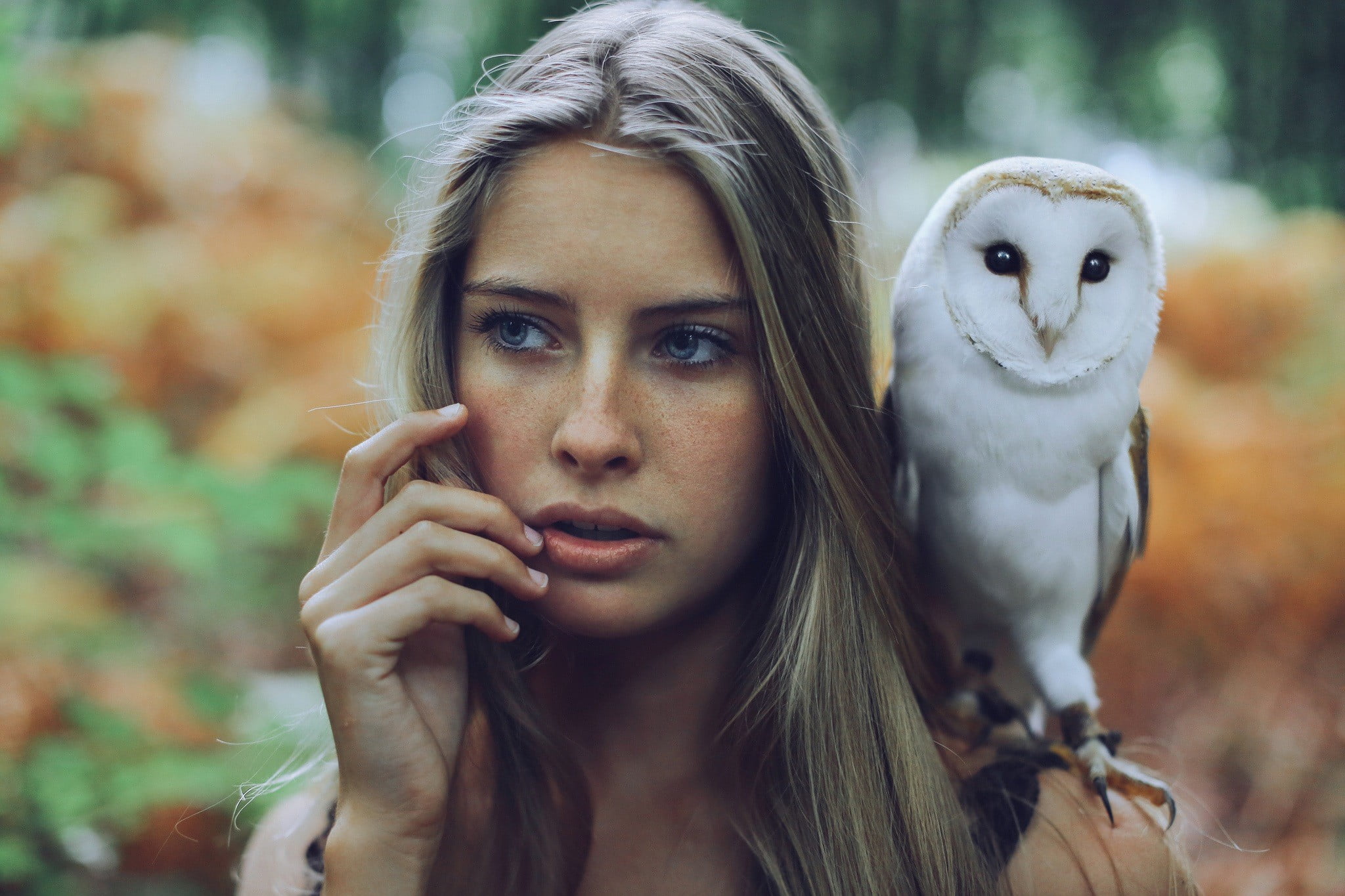1080P, beautiful woman, adult, long hair, portrait, leisure activity, beauty, Camille Rochette, outdoors, women, blue eyes, day, headshot, one person, HD Wallpaper