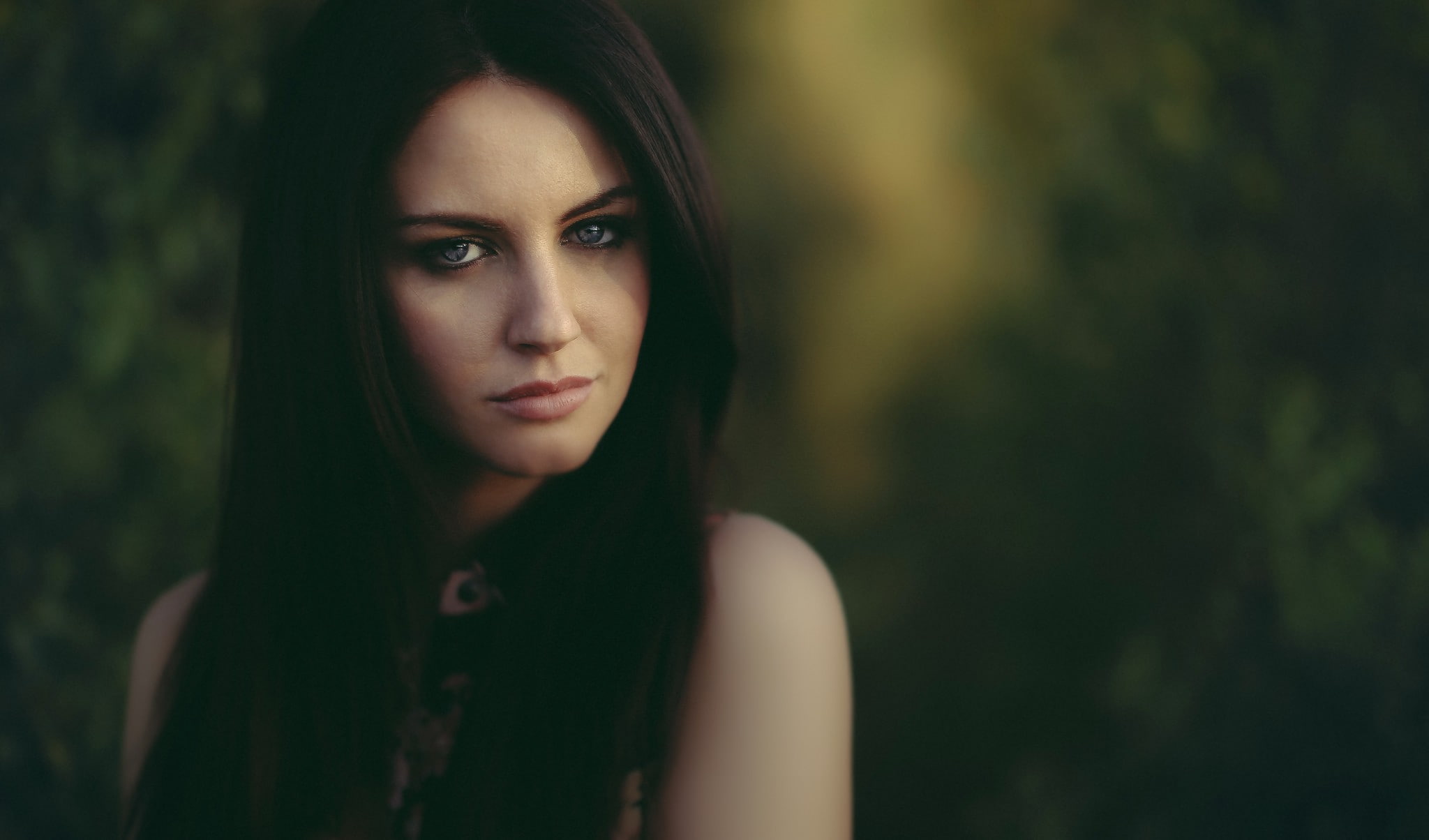 David Olkarny, women, model, 1080P, face, Aurela Skandaj, brunette, blue eyes, HD Wallpaper