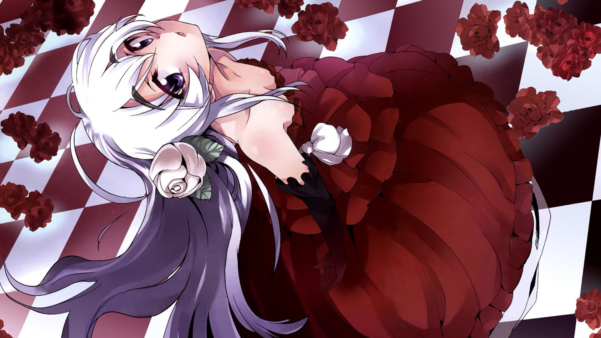 front view, red, 1080P, standing, art and craft, people, mask, costume, creativity, multi colored, sky, Hitsugi no Chaika, Chaika Trabant, disguise, day, HD Wallpaper
