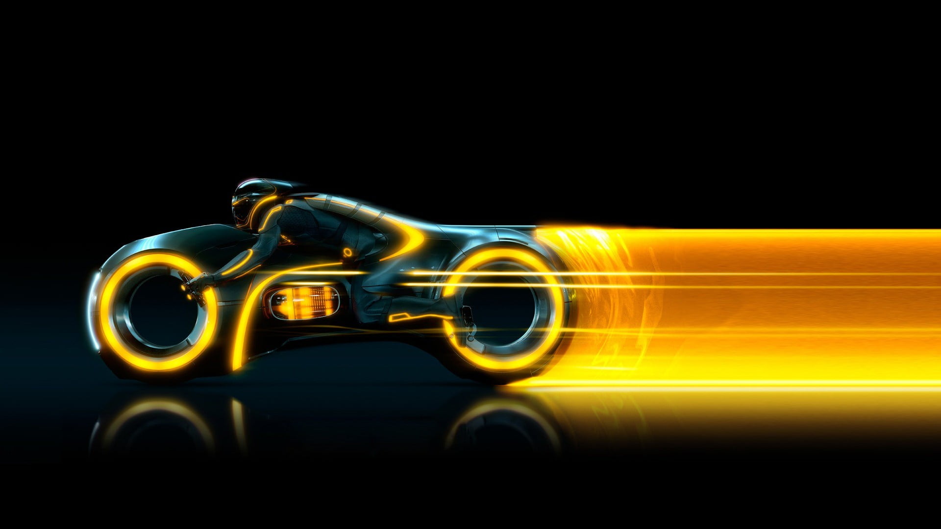 illuminated, futuristic, black background, yellow, mode of transportation, glowing, activity, motor vehicle, balancing, transportation, 1080P, car, copy space, HD Wallpaper