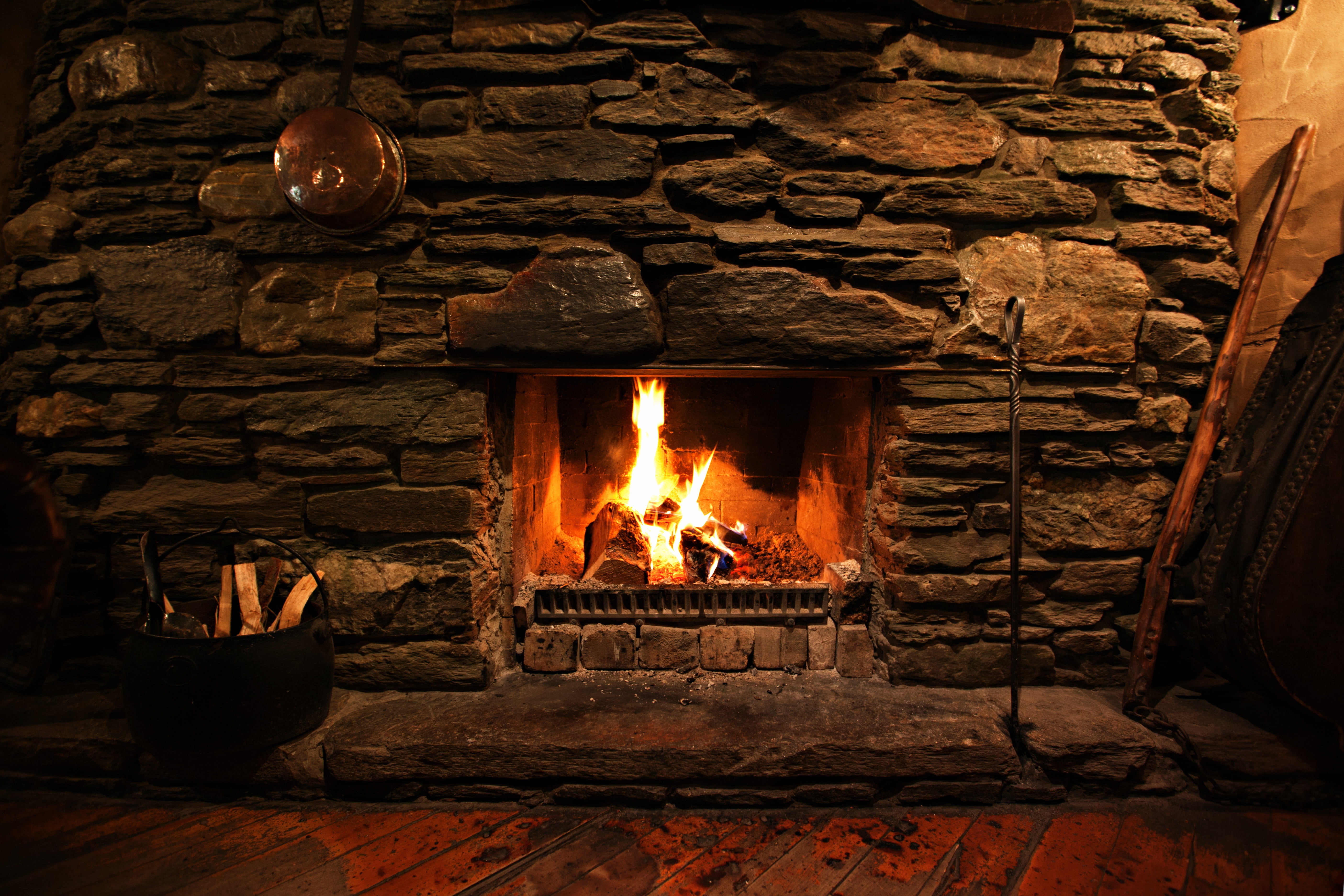 log, wood - material, 5K, wood, heat - temperature, brick, built structure, concrete, no people, firewood, stone wall, wall - building feature, fire - natural phenomenon, HD Wallpaper