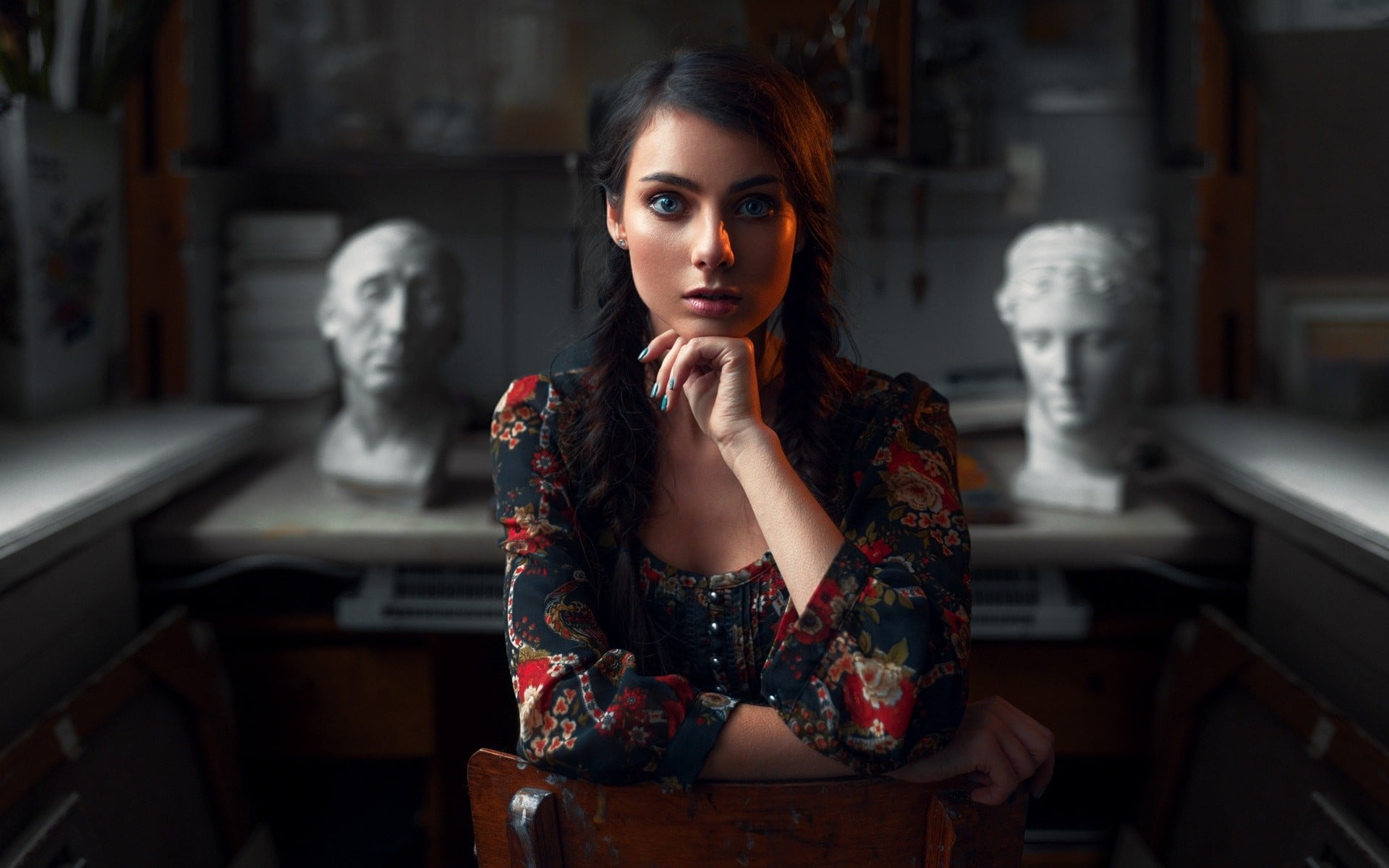 fashion, one person, portrait, looking at camera, young adult, beauty, face, beautiful people, contemplation, Maks Kuzin, women indoors, brunette, focus on foreground, HD Wallpaper