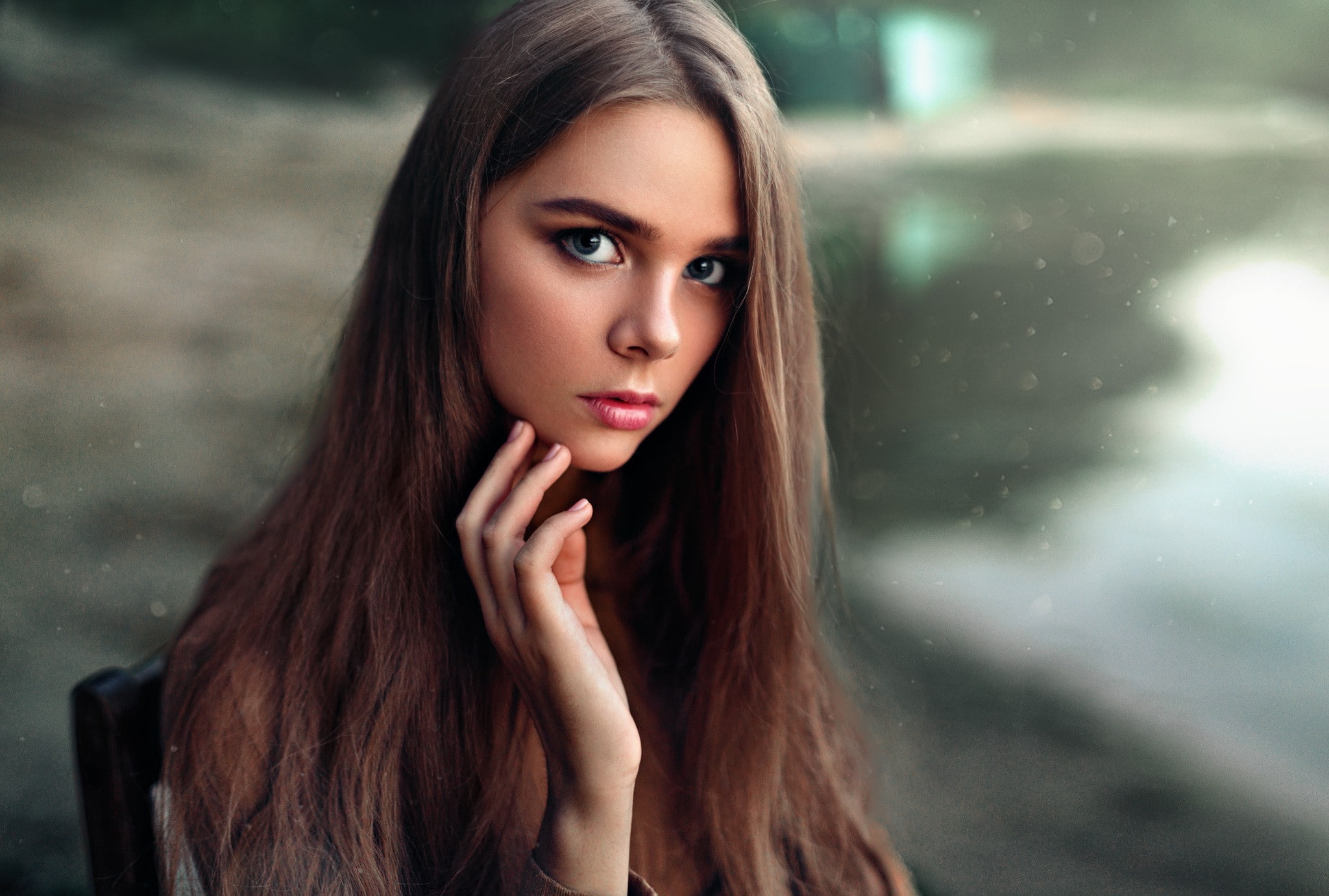 face, women, portrait, Maks Kuzin, 1080P, depth of field, HD Wallpaper