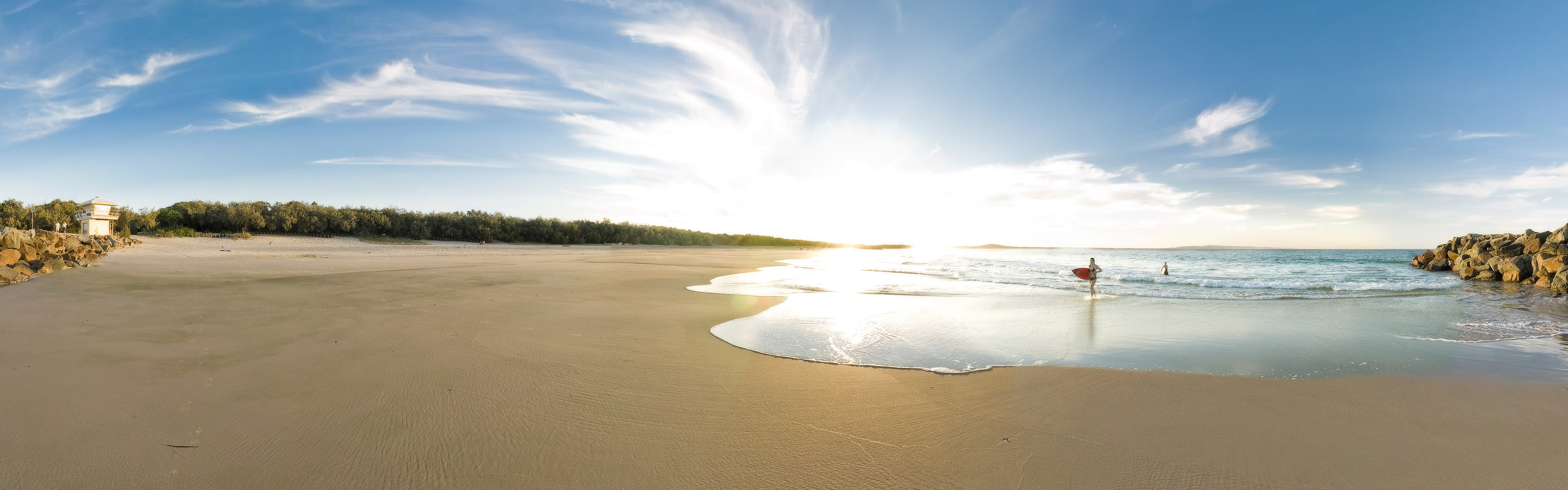 dual, sea, beaches, screen, x, sand, hd, nature, art, beach, surfing, 4K, women, HD Wallpaper