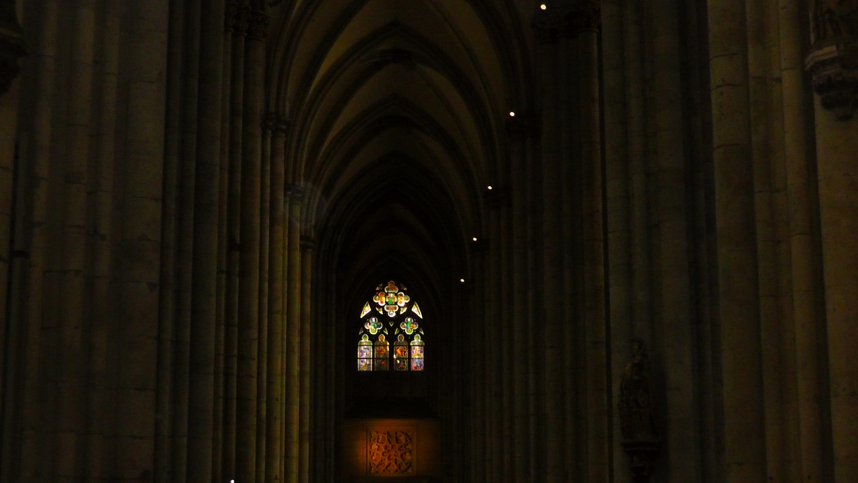 back light, place of worship, arch, built structure, belief, stones, dark, gang, indoors, Münster, building, architecture, Cathedral, high, Church, window, HD Wallpaper