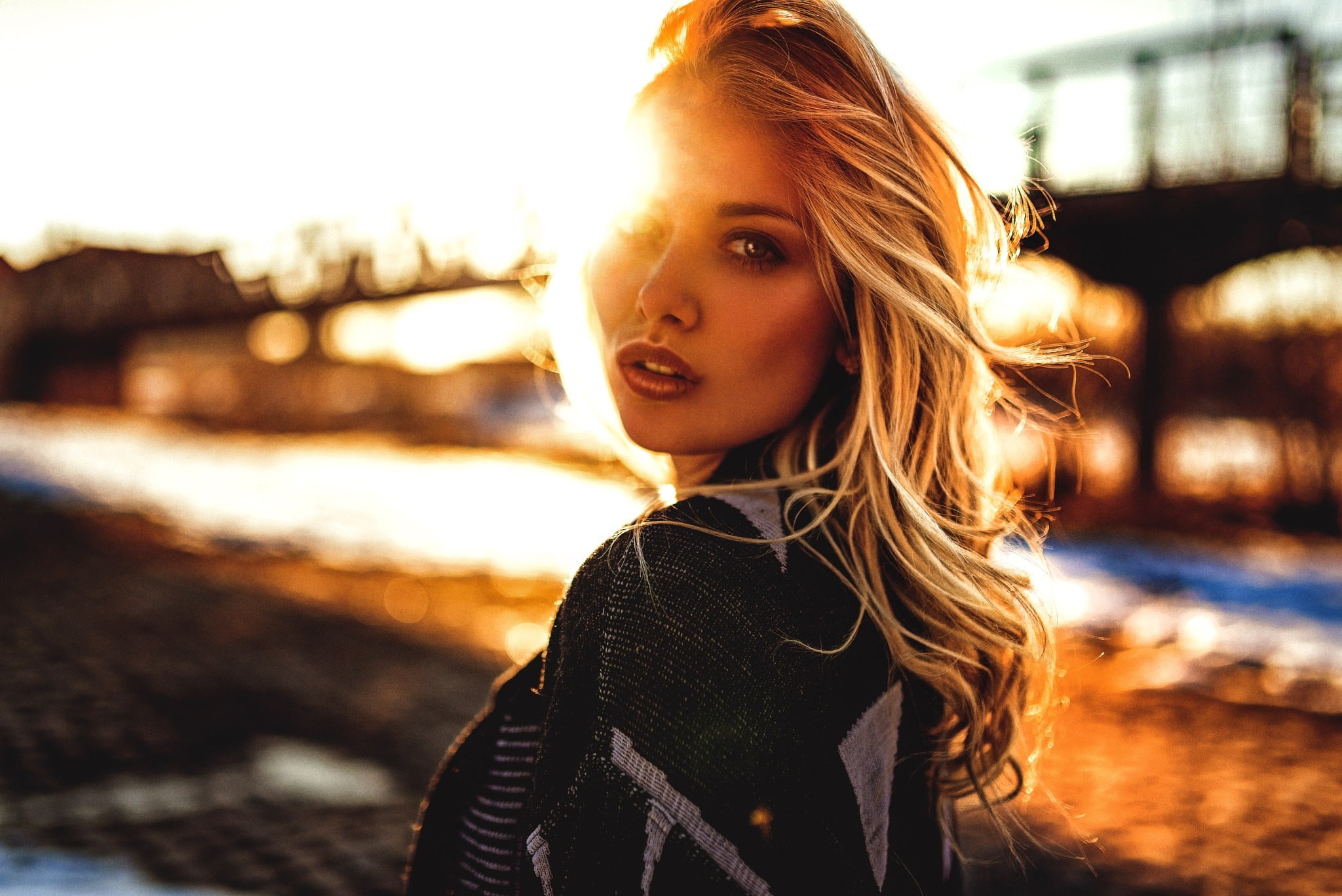 sunset, sky, 1080P, teenager, hairstyle, headshot, real people, lifestyles, leisure activity, focus on foreground, long hair, women, hair, Miro Hofmann, HD Wallpaper