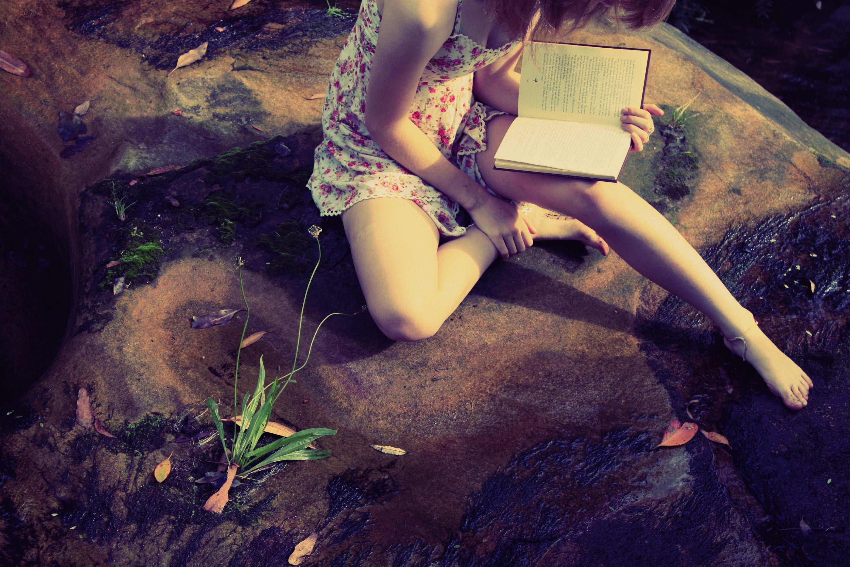 rock - object, nature, one person, introvert, outdoors, reading, 2K, leisure activity, book, publication, books, full length, rock, sitting, lifestyles, HD Wallpaper
