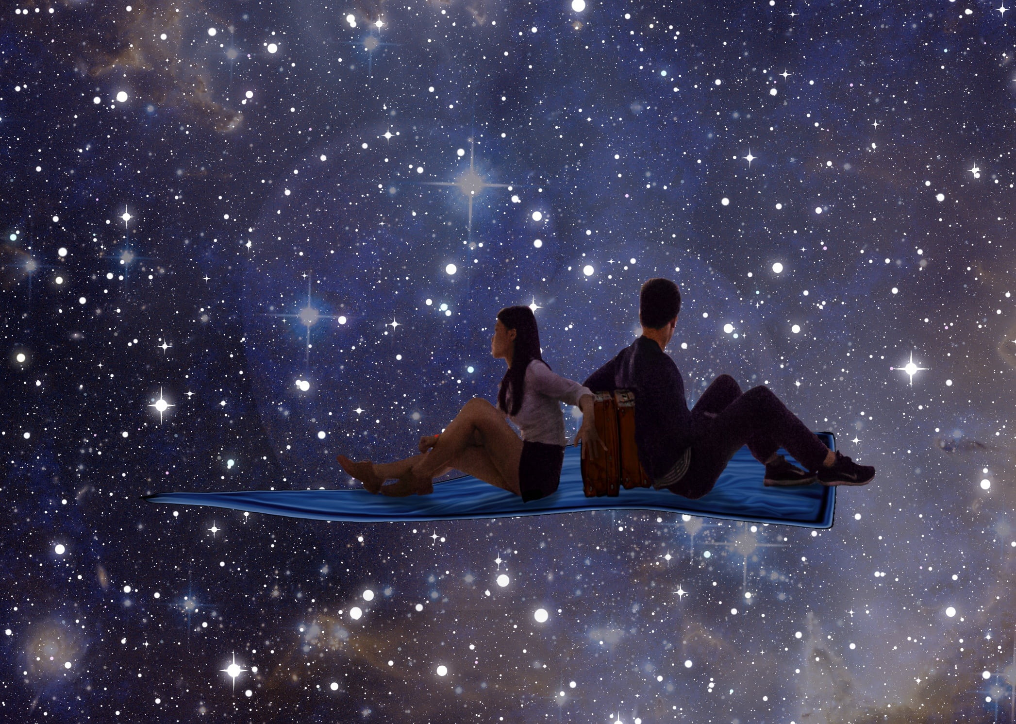 couple - relationship, men, night, outdoors, photo manipulation, man, woman, beauty in nature, adult, together, togetherness, royalty, heterosexual couple, HD Wallpaper