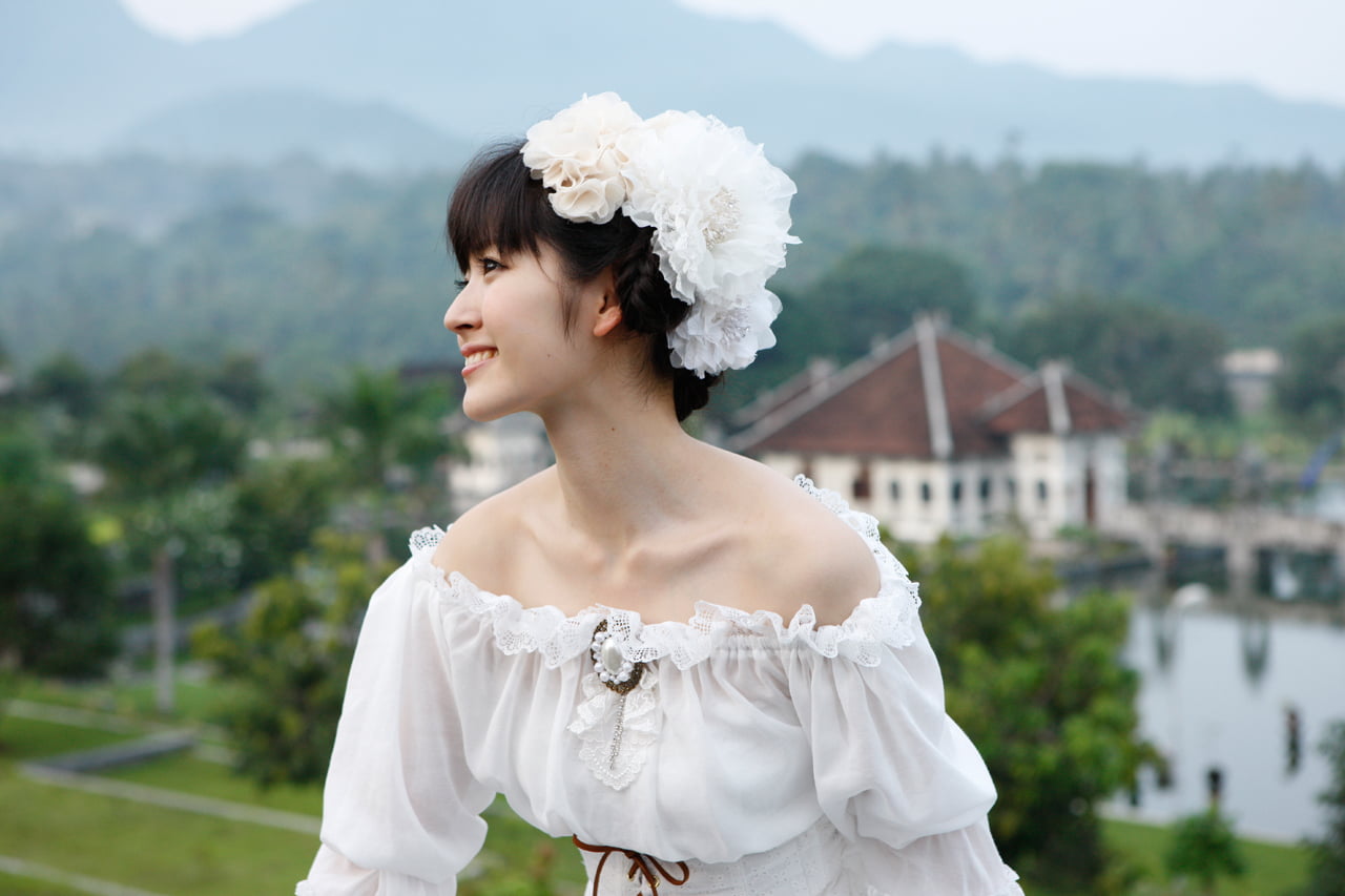 outdoors, white dress, Airi Suzuki, 720P, HD Wallpaper