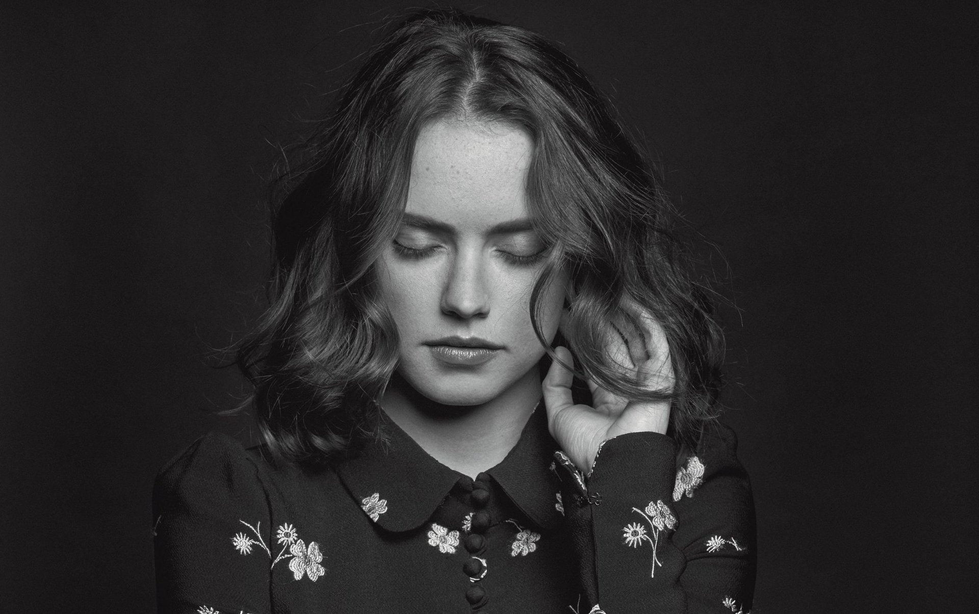 Actresses, Daisy Ridley, 1080P, Monochrome, HD Wallpaper