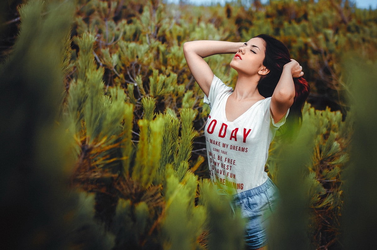 Delaia Gonzalez, arms raised, young adult, human limb, women, adult, human arm, land, beauty, plant, emotion, portrait, 480P, one person, long hair, young women, HD Wallpaper
