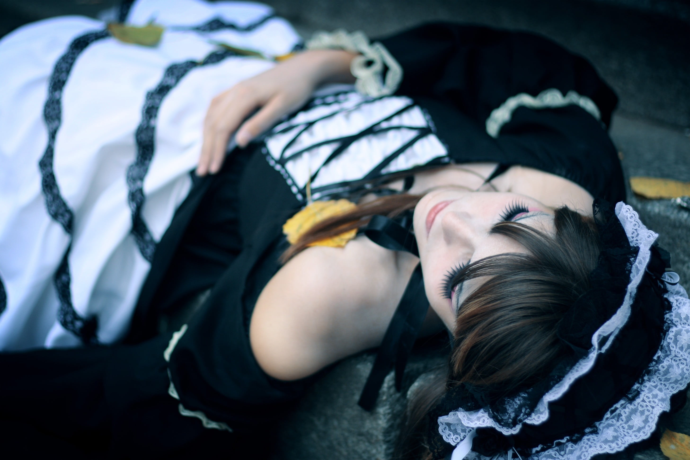 child, lying down, selective focus, maid, lying on back, relaxation, real people, focus on foreground, young adult, high angle view, bed, sleeping, lifestyles, HD Wallpaper
