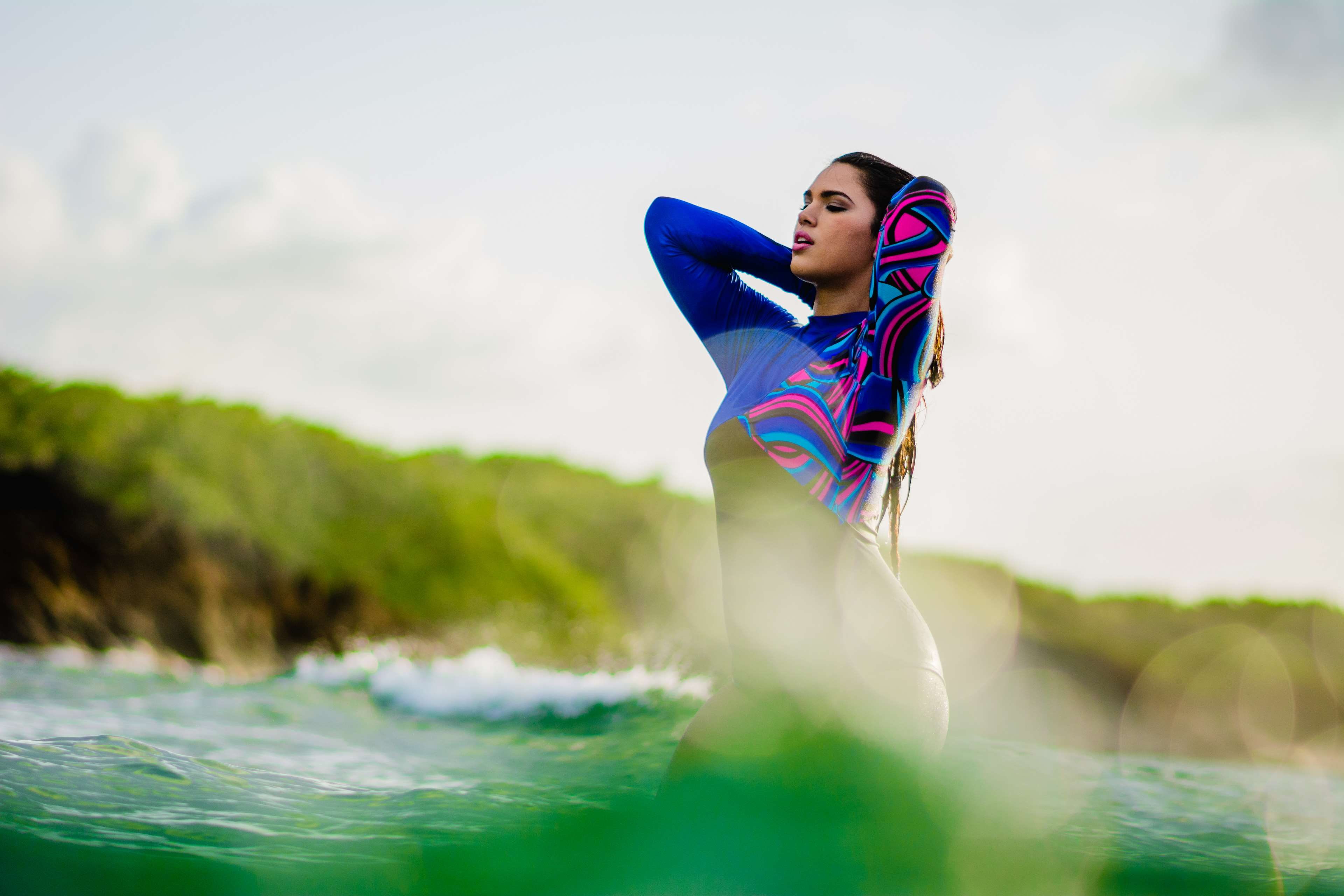 blue, dom, island, emotion, lifestyle, water, woman, outdoors, photoshoot, beautiful woman, clothing, nature, fashion, young women, leisure, vacations, HD Wallpaper