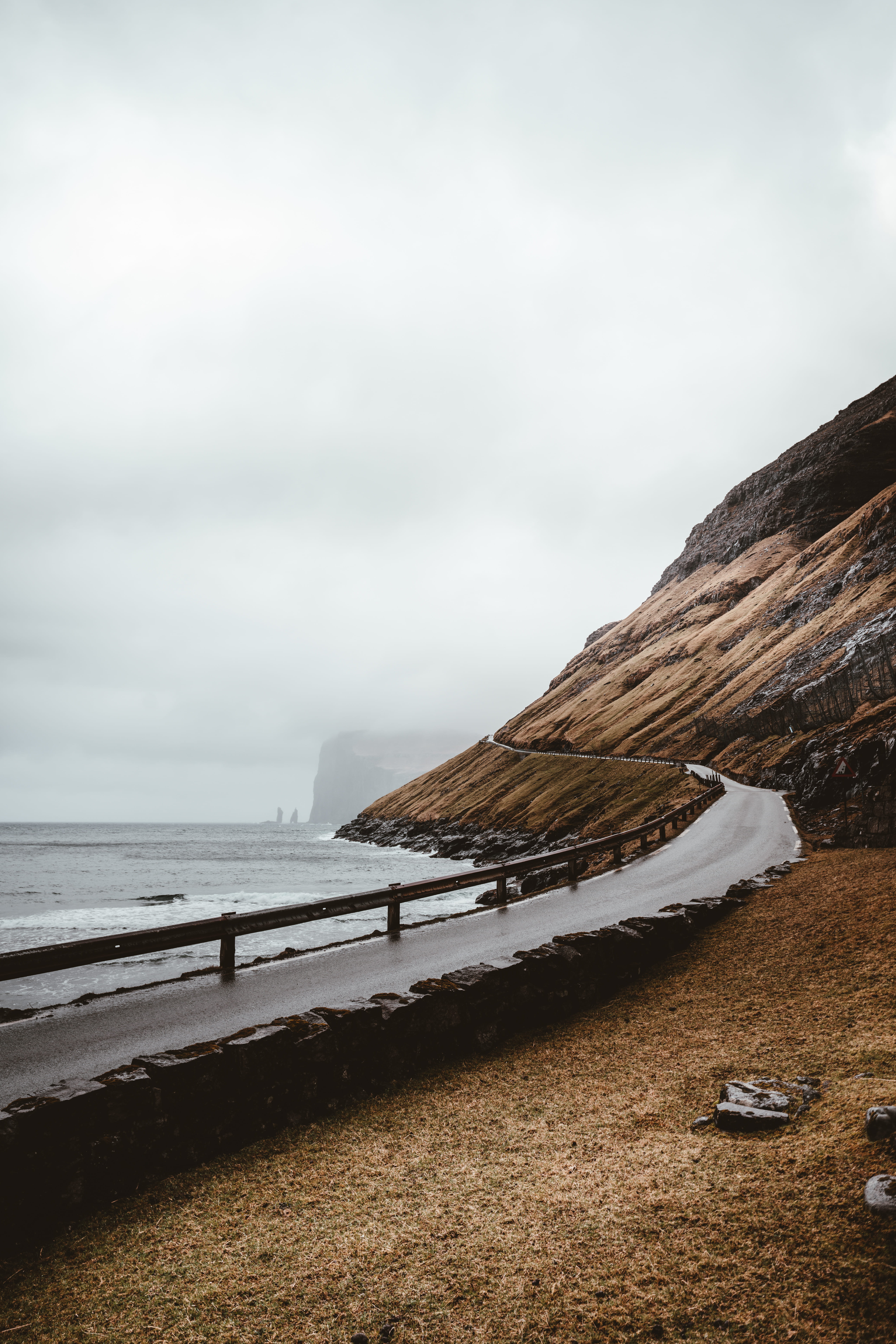 cloud - sky, coastal, overcast day, sky, tj, non-urban scene, water, curving road, sea, road, beauty in nature, beach, scenics - nature, mountain, 5K, Phone HD Wallpaper