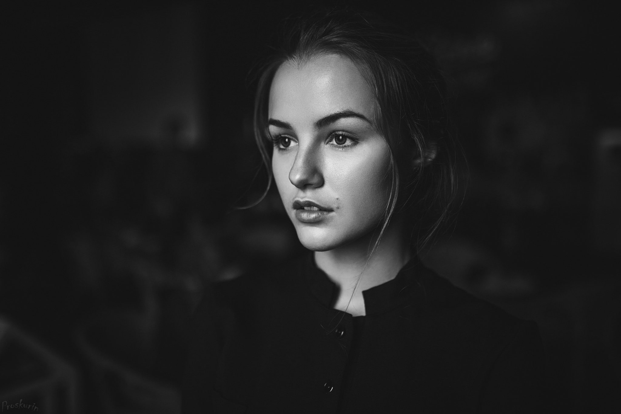 portrait, 1080P, monochrome, Julia Tavrina, face, women, HD Wallpaper