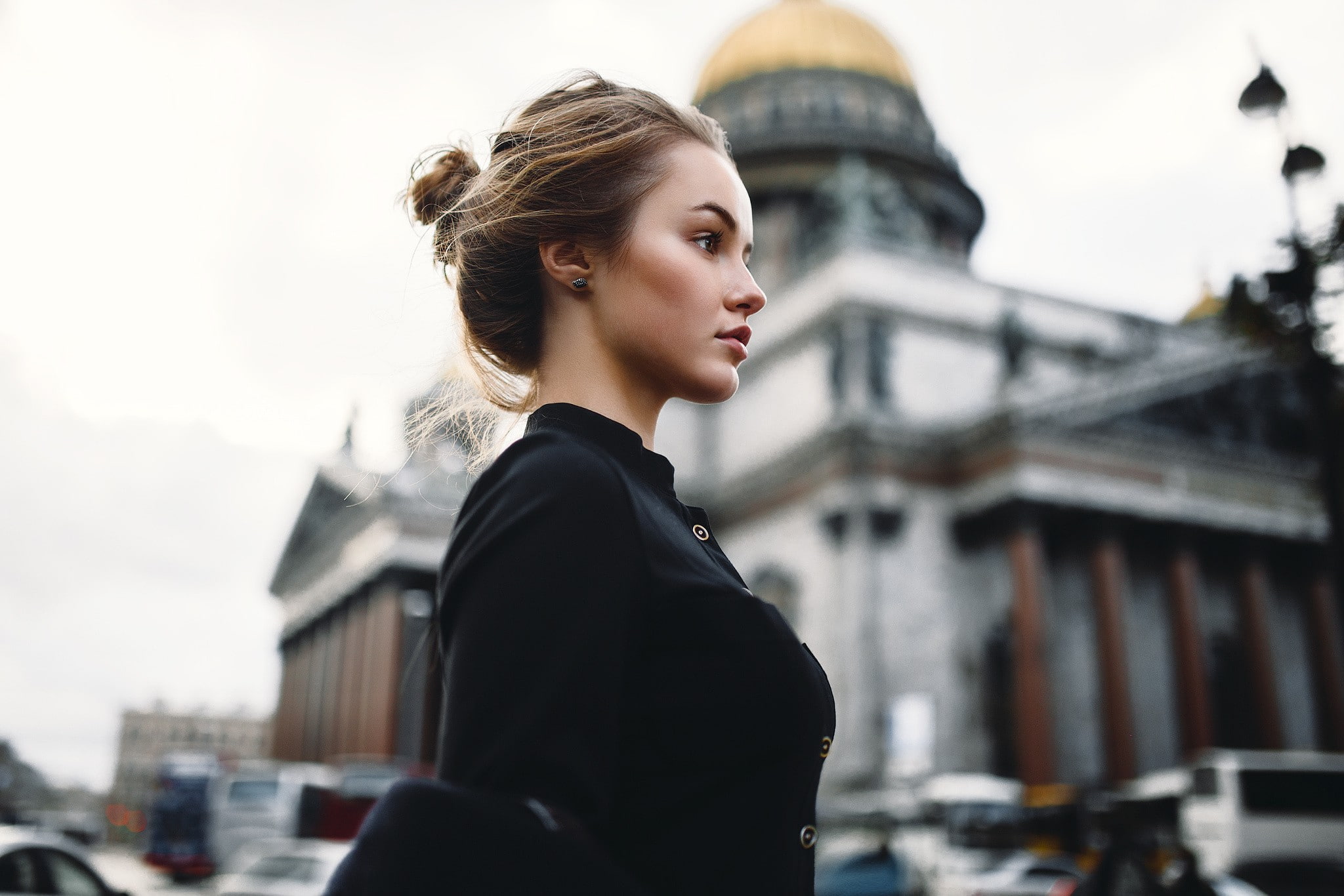 portrait, blonde, looking away, Julia Tavrina, women, 1080P, face, HD Wallpaper