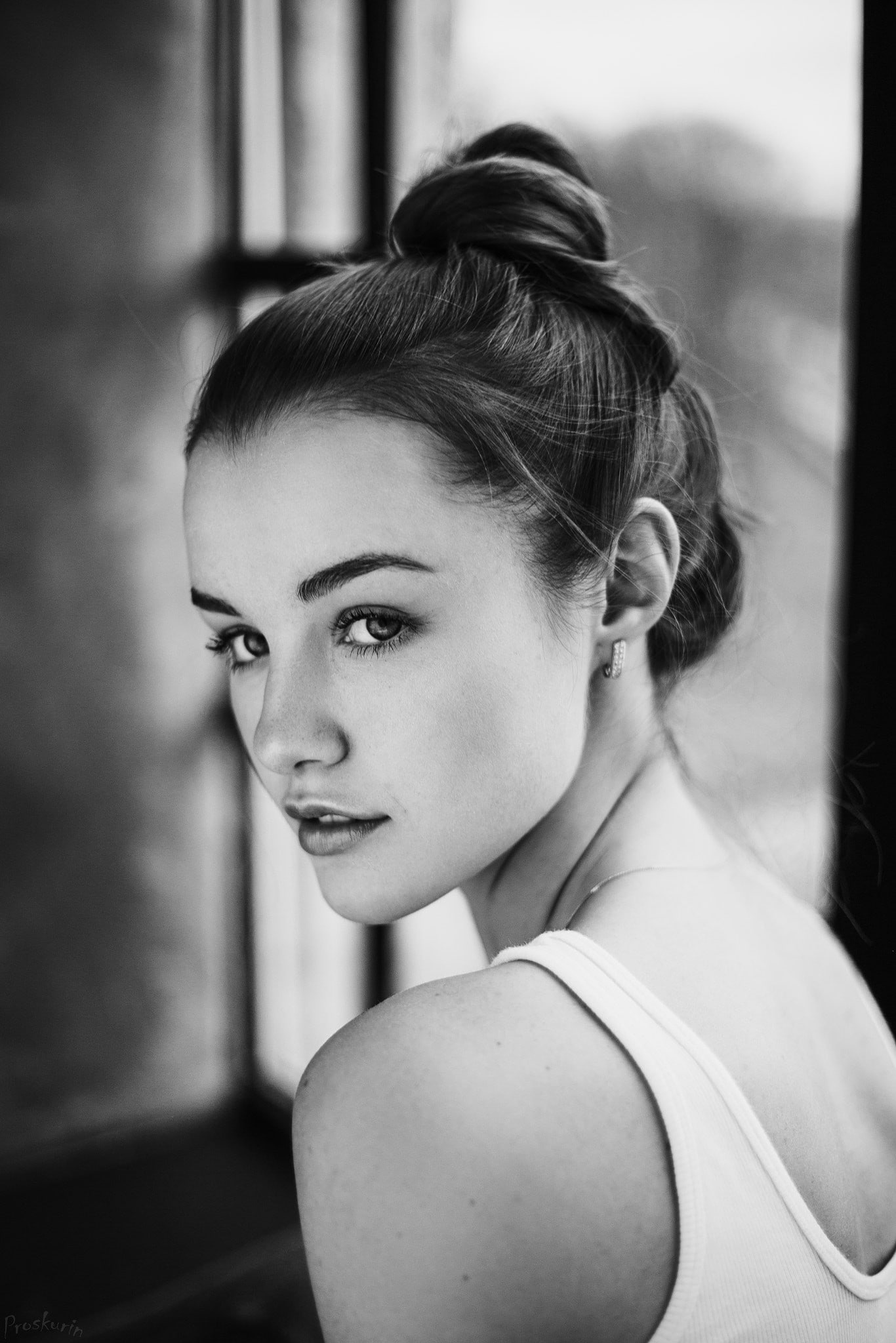 1080P, portrait, face, model, women, Julia Tavrina, 500px, monochrome, Ivan Proskurin, Phone HD Wallpaper