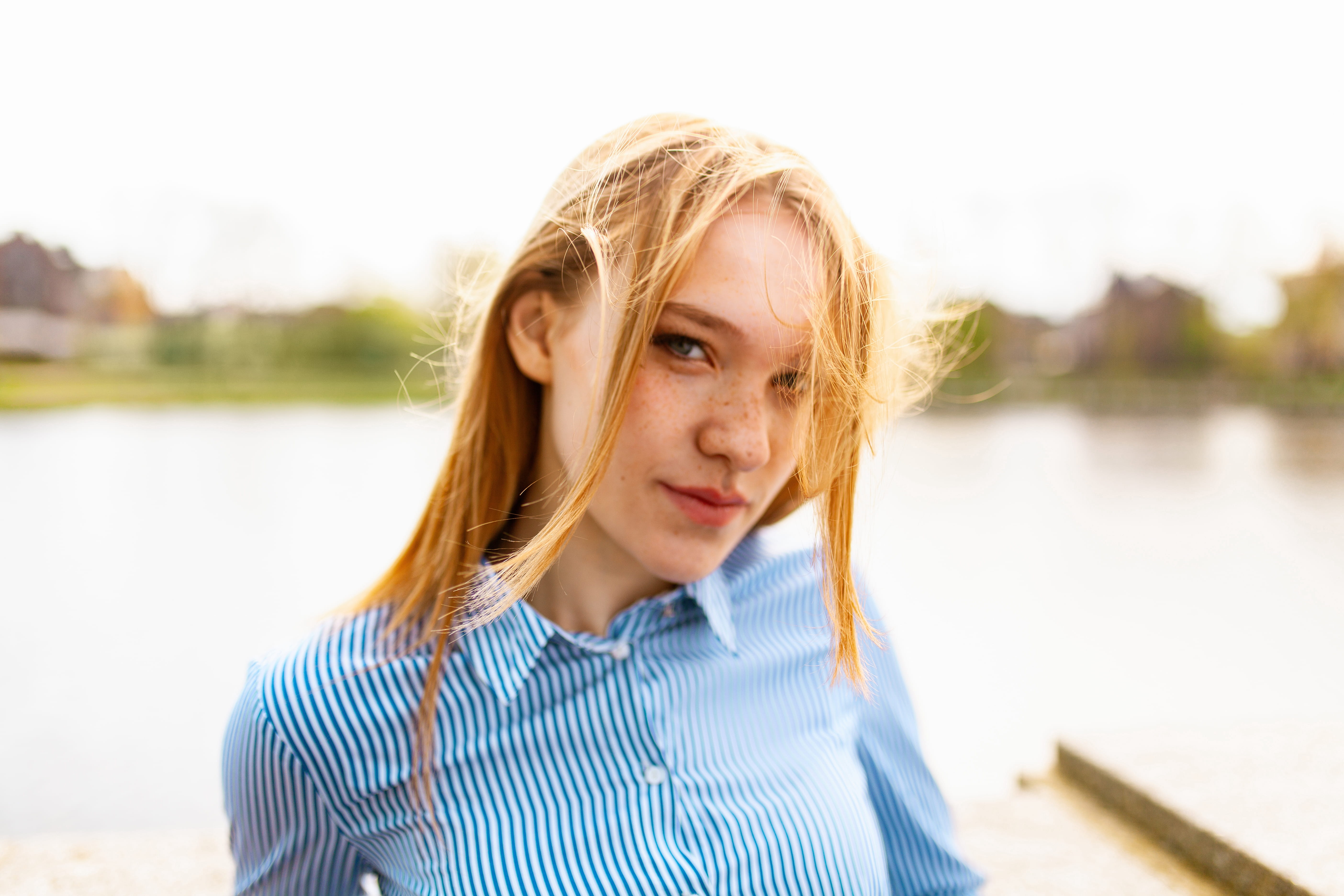 lifestyle, fashion, outdoors, pretty, one person, selfie, smile, day, hair, casual, lady, long hair, casual clothing, face, blue, lake, young adult, style, HD Wallpaper