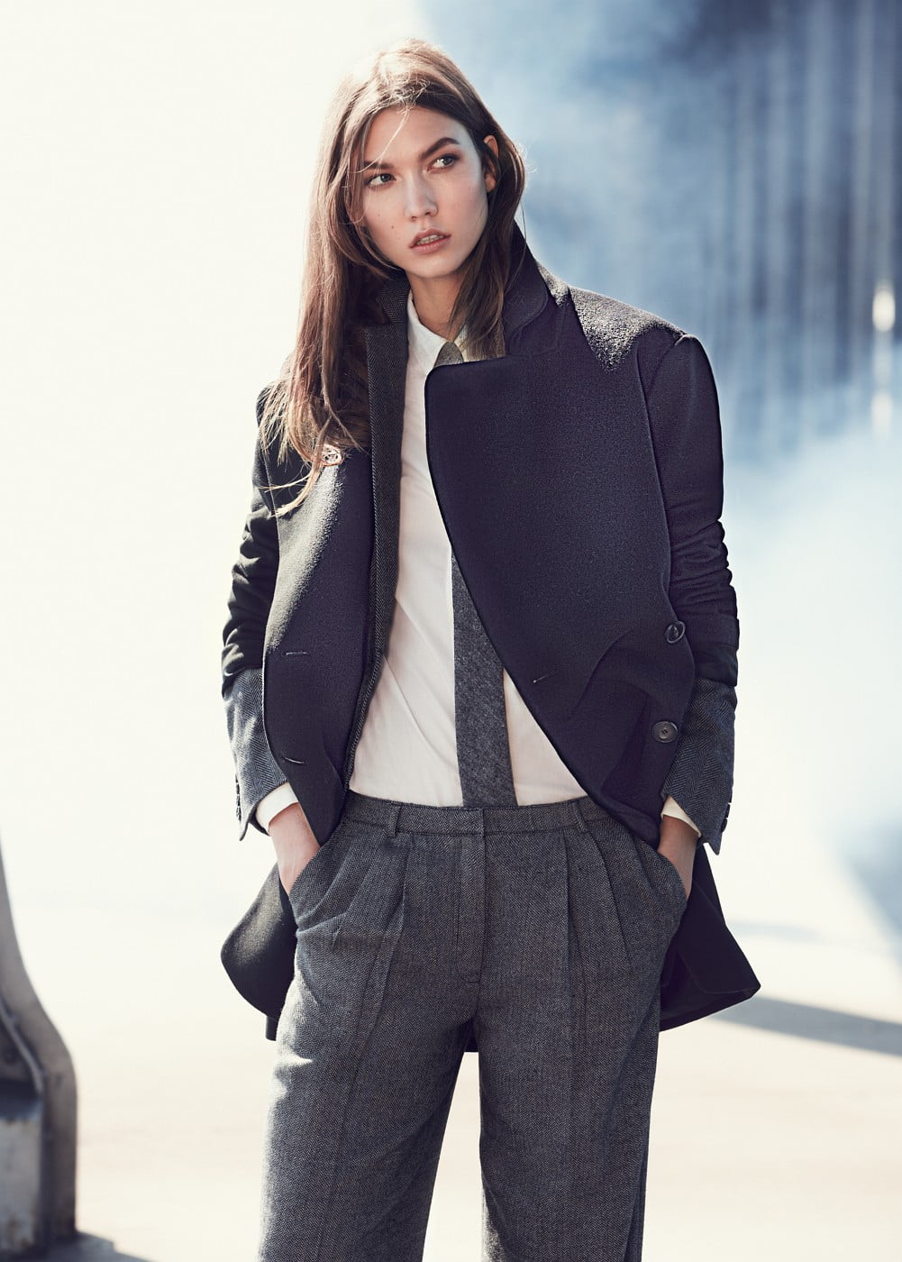 business, coats, young adult, looking into the distance, portrait, looking, one person, costumes, adult, fashion, hands in pockets, Karlie Kloss, suit, Phone HD Wallpaper