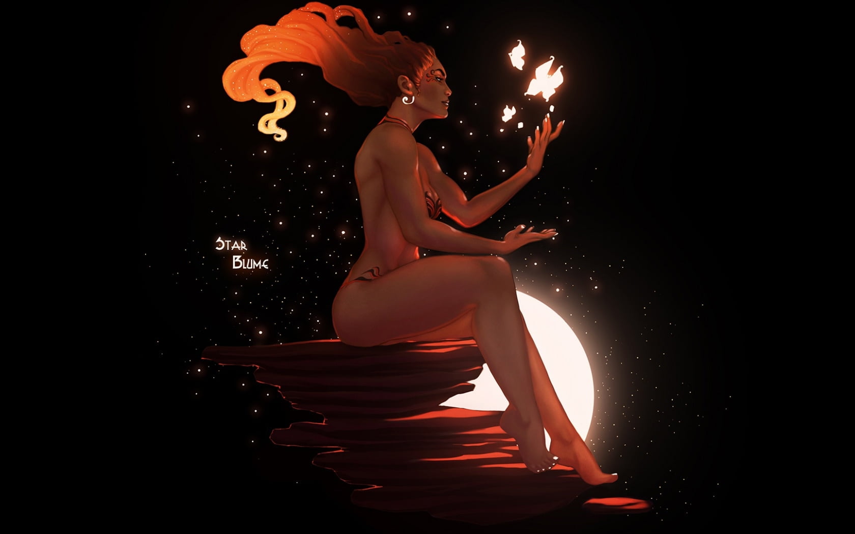 one person, arms raised, motion, adult, :-), flame, 720P, luna, side view, night, fire - natural phenomenon, young women, women, burning, full length, HD Wallpaper