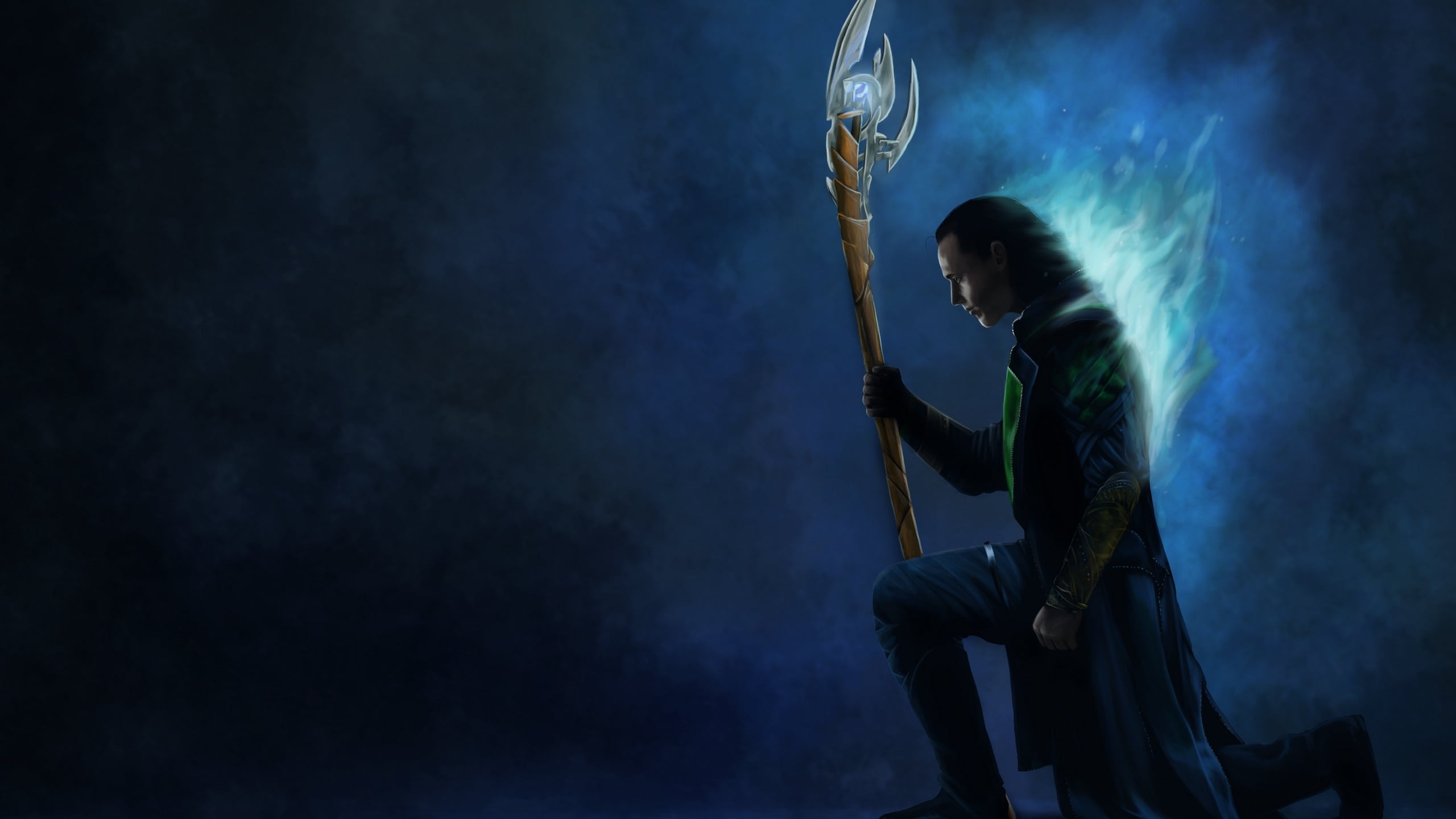 holding, young adult, smoke - physical structure, side view, performance, fantasy, Loki, night, stage, real people, men, standing, blue, low angle view, HD Wallpaper