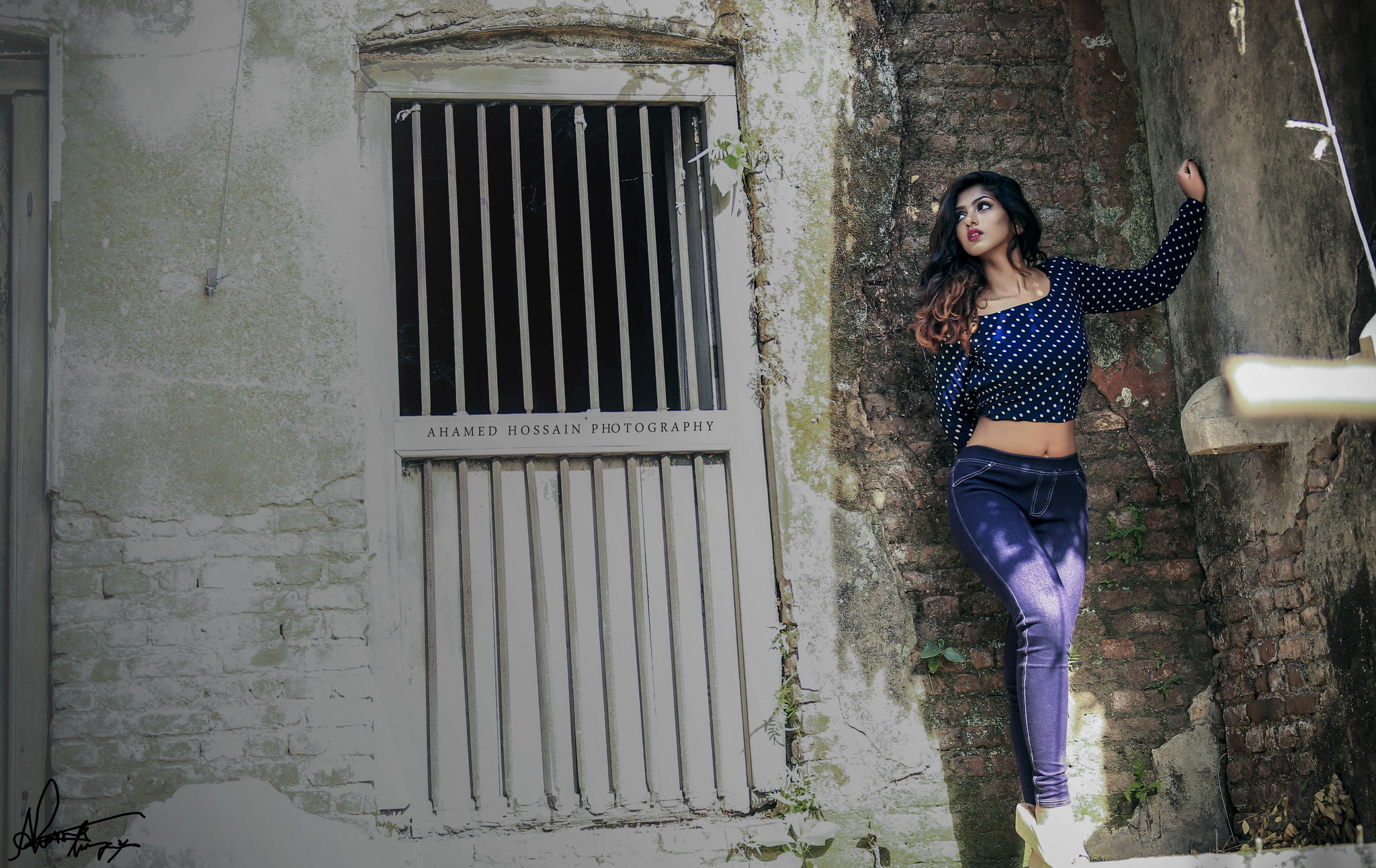 portrait, jeans, model, Asian, photography, Nujhat, women, Ahamed Hossain Ninjoy, blue dress, 1080P, HD Wallpaper