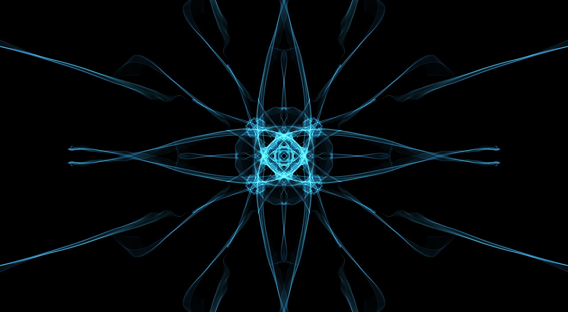 flower, cyan, decor, digital art, computer network, black background, white, 1080P, communication, science, studio shot, glowing, connection, internet, HD Wallpaper