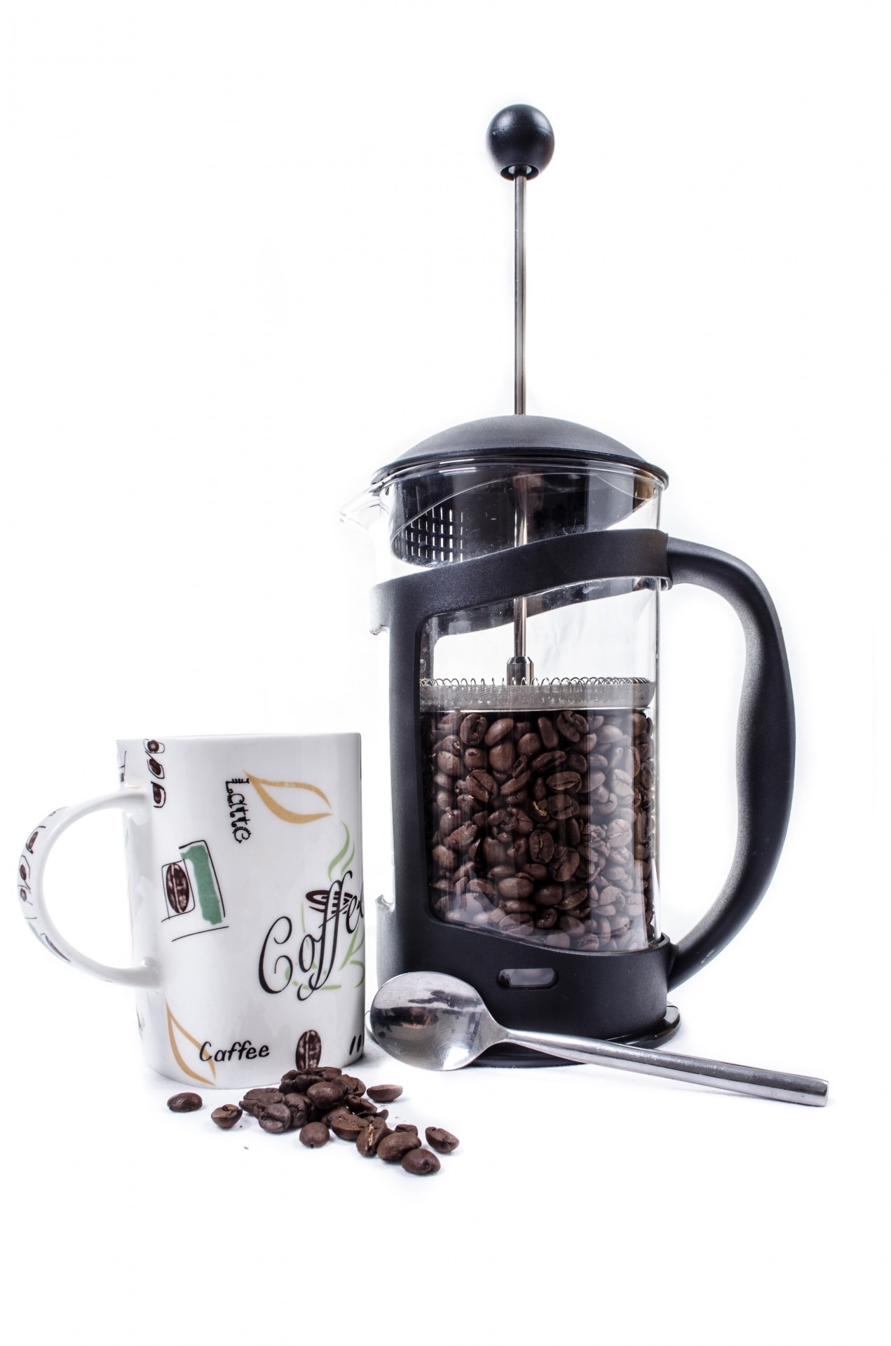 studio shot, white background, coffee - drink, caffeine, beverage, jar, organic, press, french, roasted coffee bean, ceramic, liquid, cafeteria, indoors, Phone HD Wallpaper