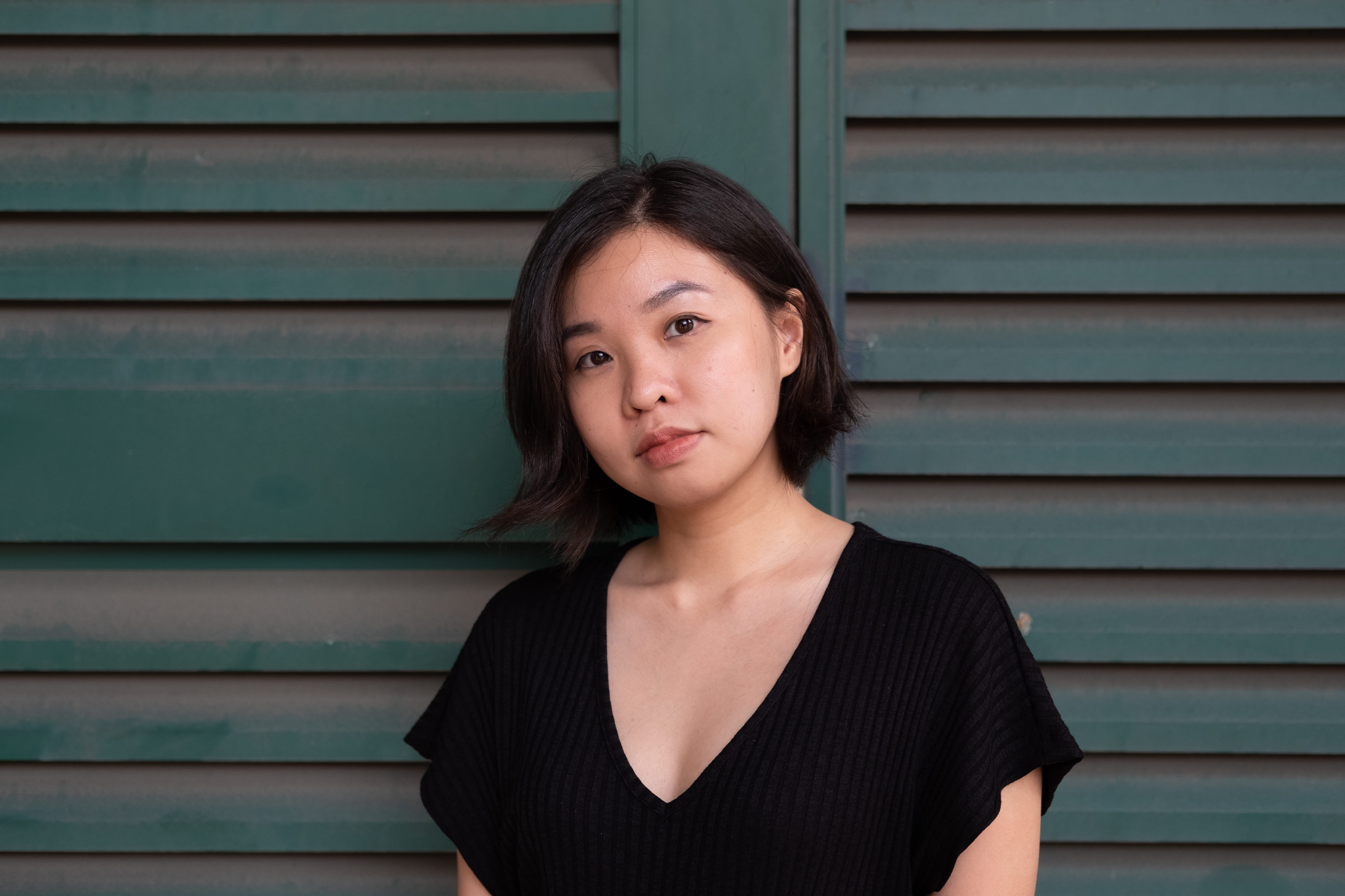 looking at camera, beauty, stands, wall, neckline, clothing, one person, hairstyle, casual clothing, painted, headshot, contemplation, dress, home decor, HD Wallpaper