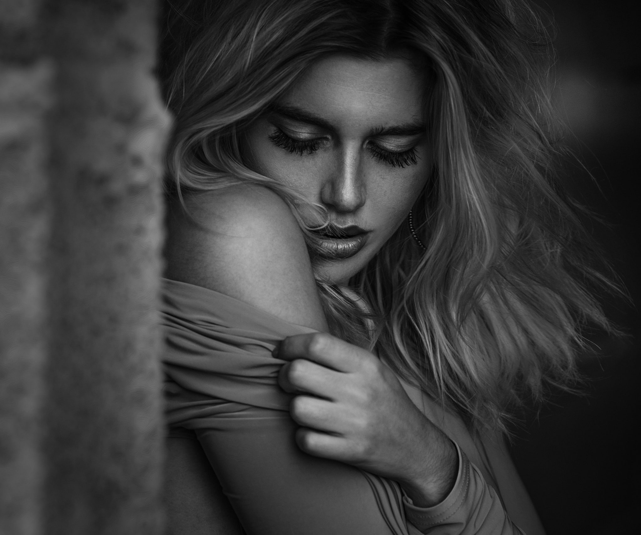 500px, Joachim Bergauer, face, 1080P, women, model, monochrome, HD Wallpaper