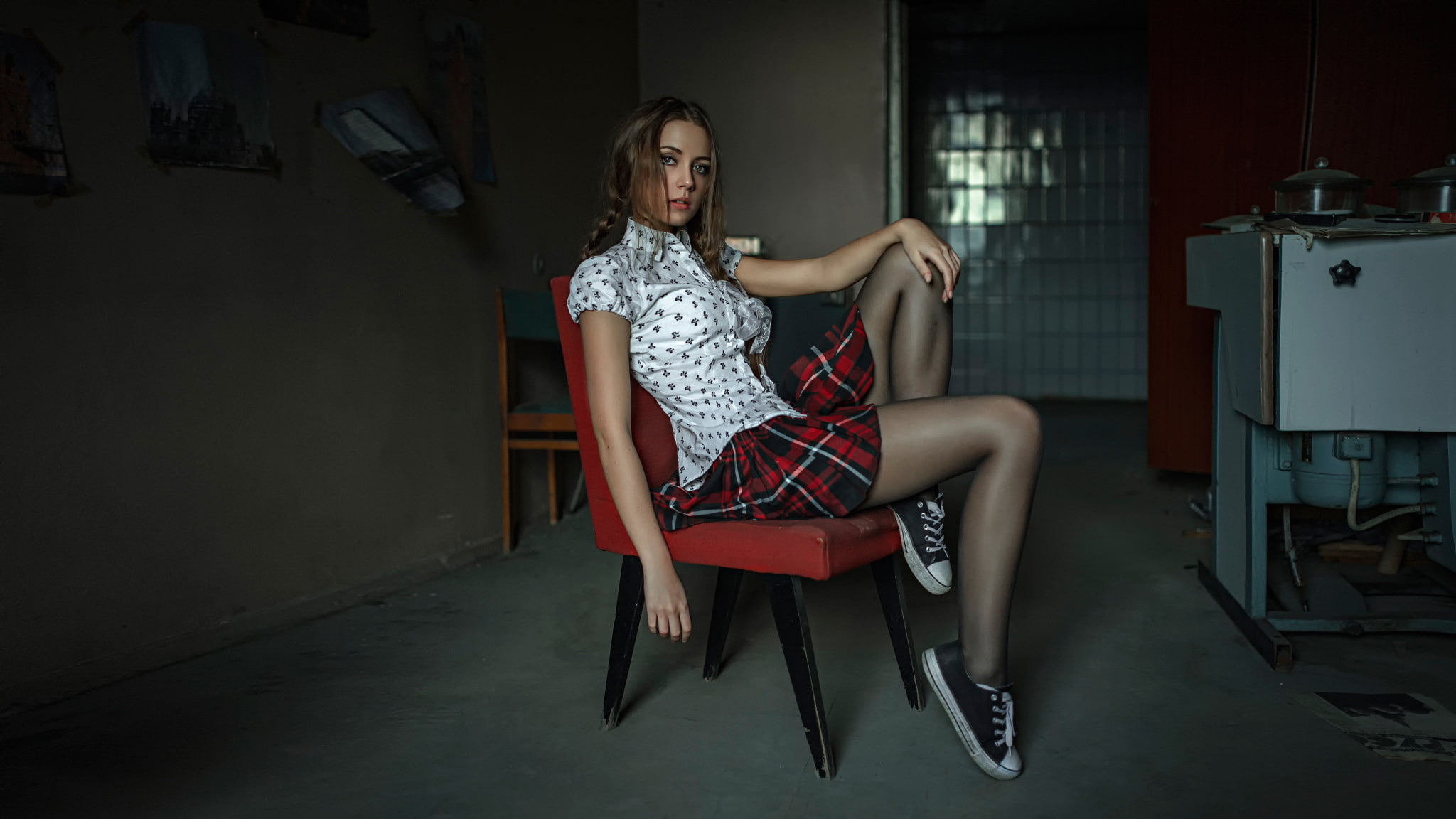legs, Kseniya, Kseniya Kokoreva, skirt, George Chernyadev, blouse, 1080P, HD Wallpaper