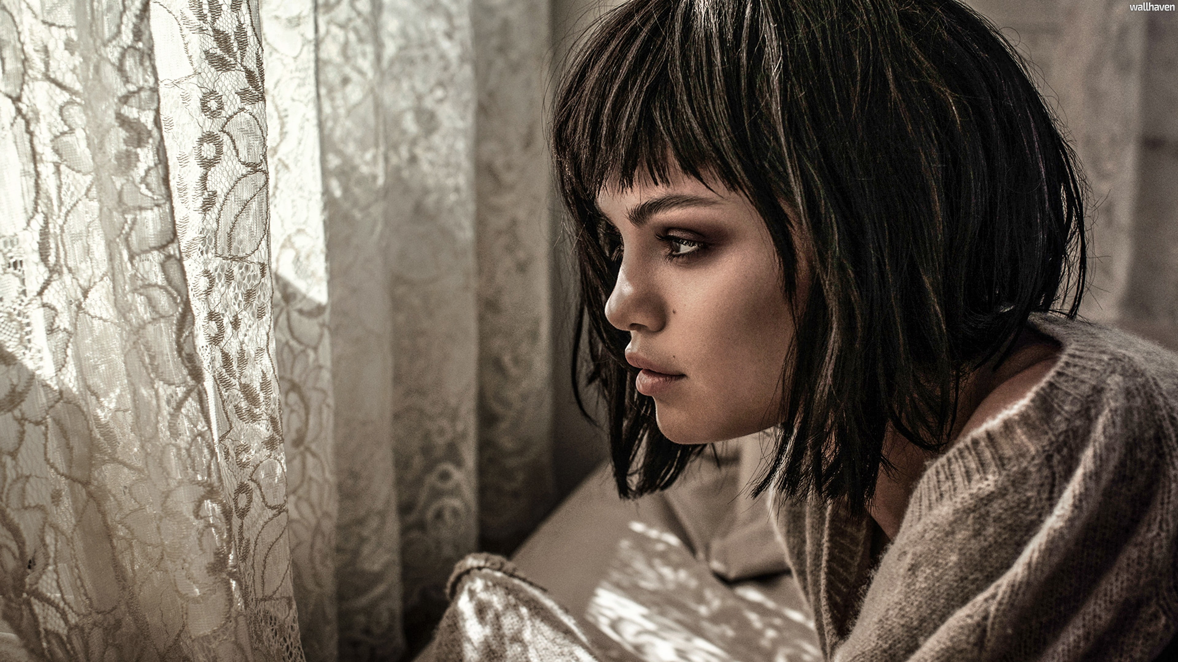 young women, 4K, teenager, adult, curtain, beauty, beautiful woman, hair, looking, portrait, depression - sadness, model, Selena Gomez, young adult, hairstyle, HD Wallpaper