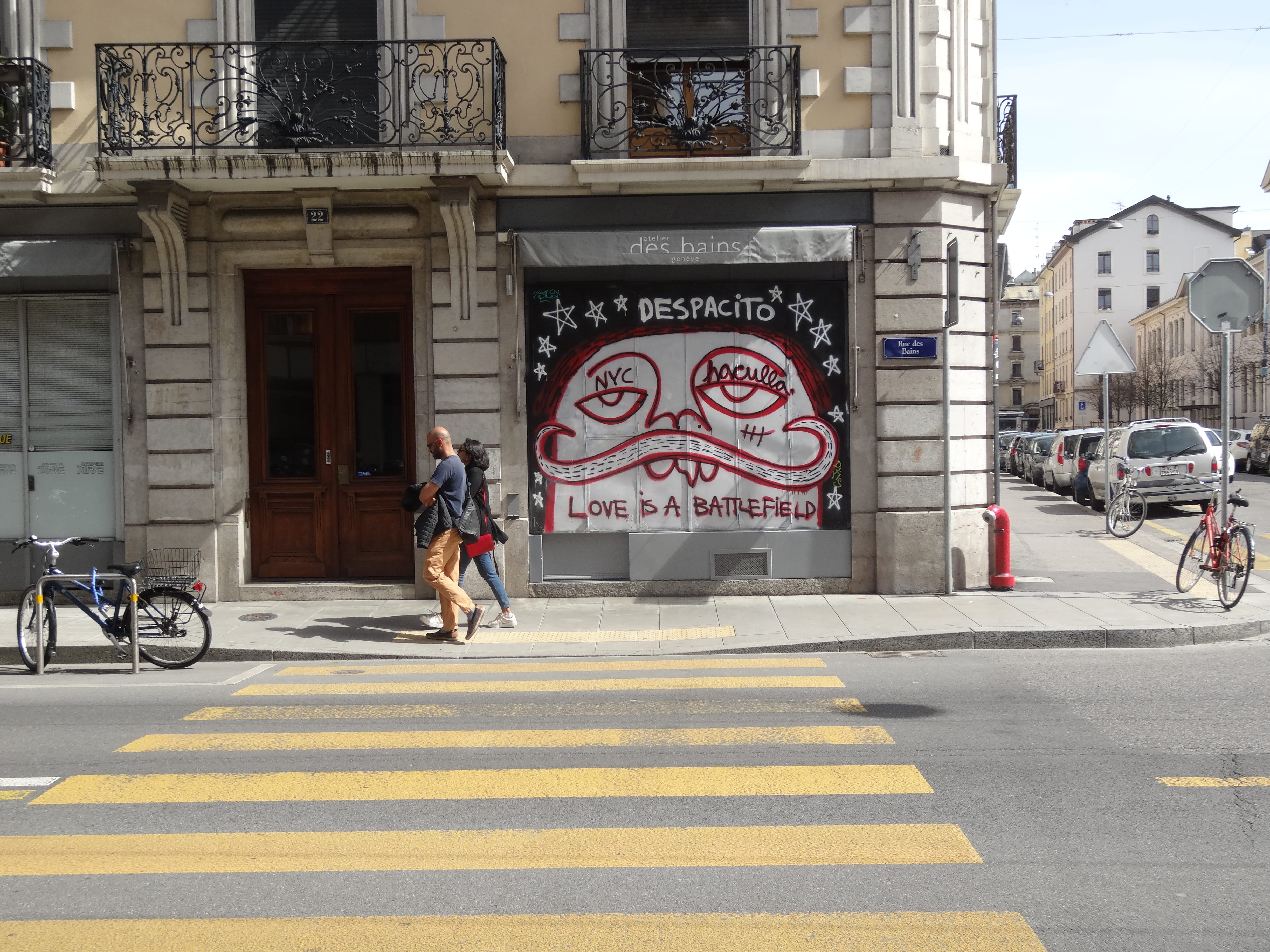 riding, bike, vehicle, street view, asphalt, built structure, real people, graffiti, tarmac, full length, street, marking, people, crossing, city, two, HD Wallpaper