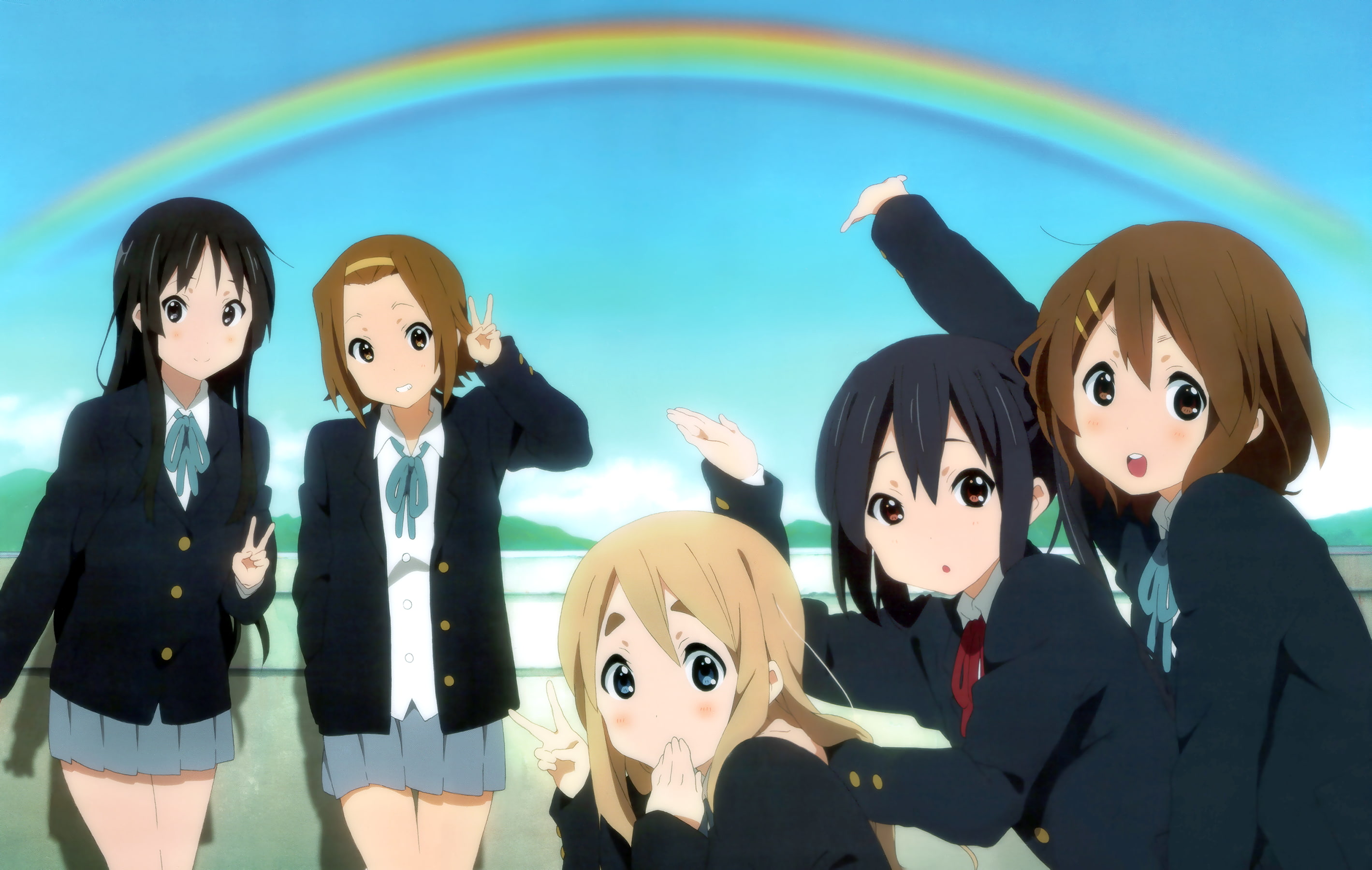Hirasawa Yui, Akiyama Mio, anime girls, 2K, K-ON!, Kotobuki Tsumugi, Tainaka Ritsu, schoolgirl, HD Wallpaper