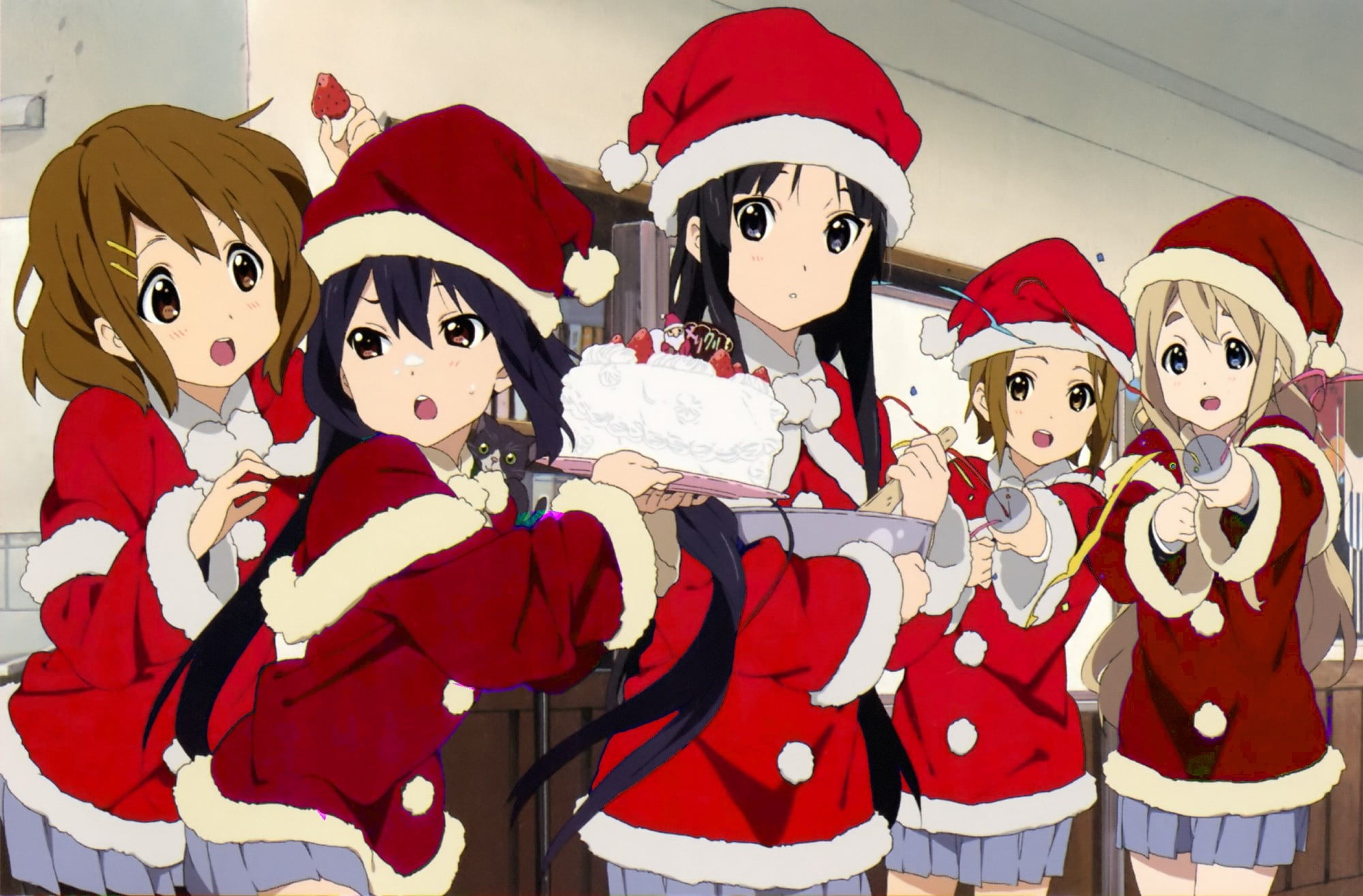 Nakano Azusa, male likeness, human representation, Christmas, creativity, Akiyama Mio, Hirasawa Yui, toy, arts culture and entertainment, art and craft, HD Wallpaper