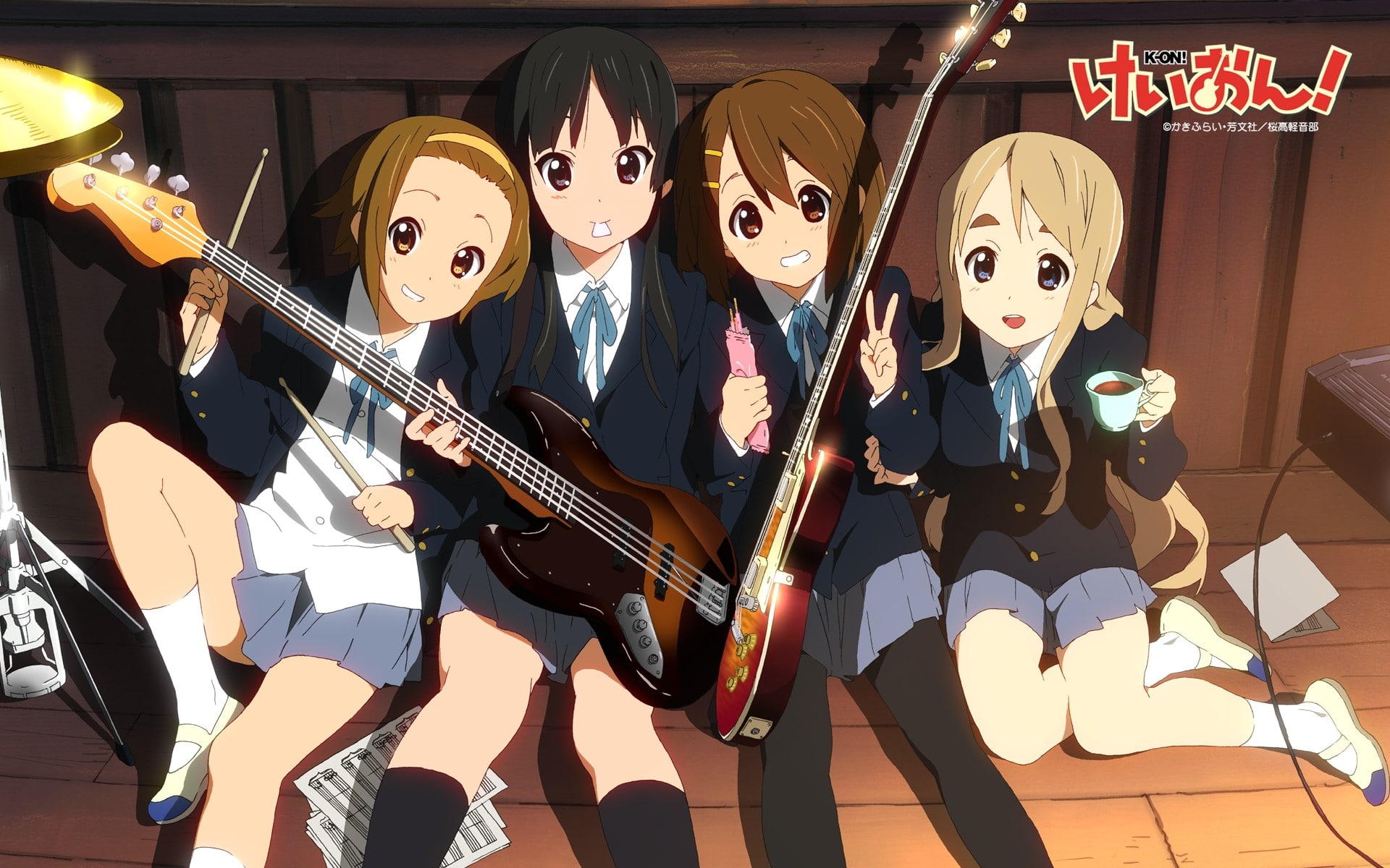 Tainaka Ritsu, Hirasawa Yui, anime girls, 1080P, K-ON!, Akiyama Mio, Kotobuki Tsumugi, HD Wallpaper