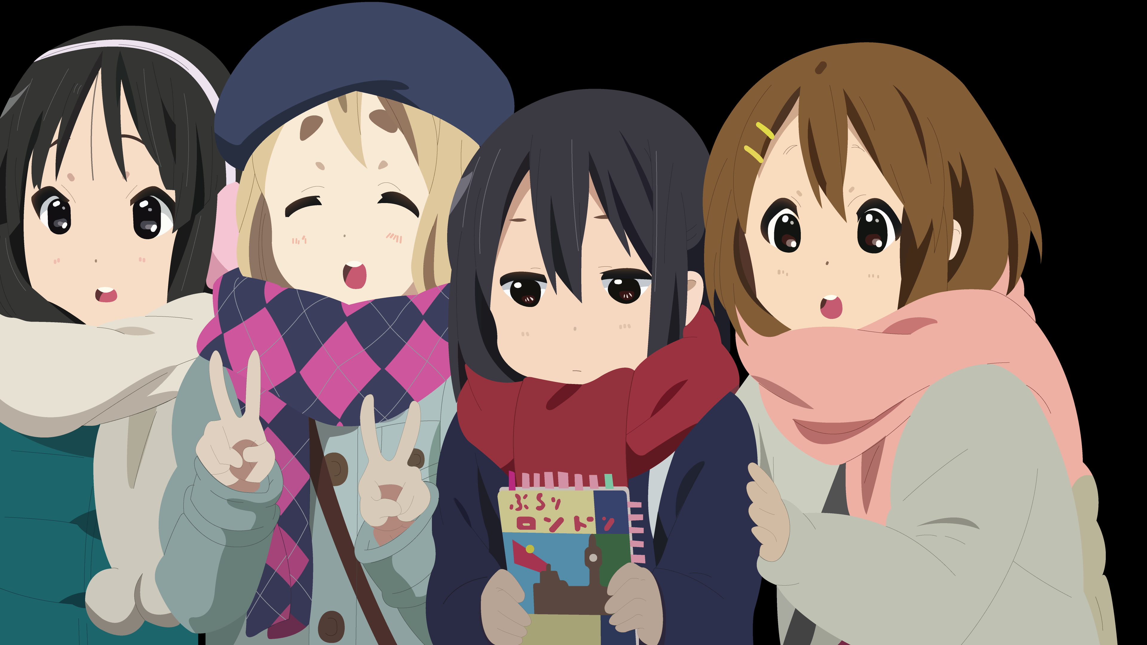 Akiyama Mio, 4K, vector, Hirasawa Yui, Nakano Azusa, anime girls, Kotobuki Tsumugi, K-ON!, HD Wallpaper