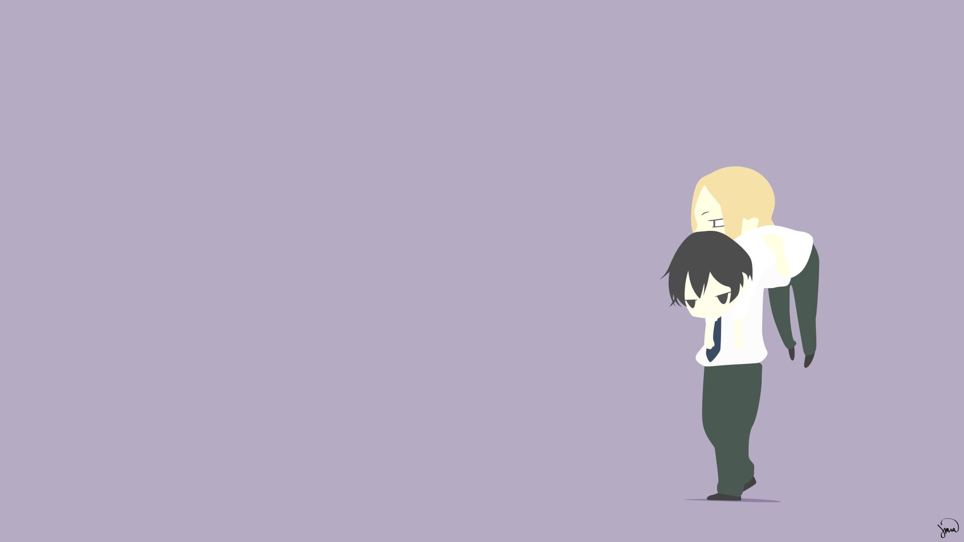 females, copy space, representation, Tanaka-kun wa Itsumo Kedaruge, anime girls, child, profile view, Tanaka, balloon, anime boys, 1080P, cut out, Ohta, HD Wallpaper