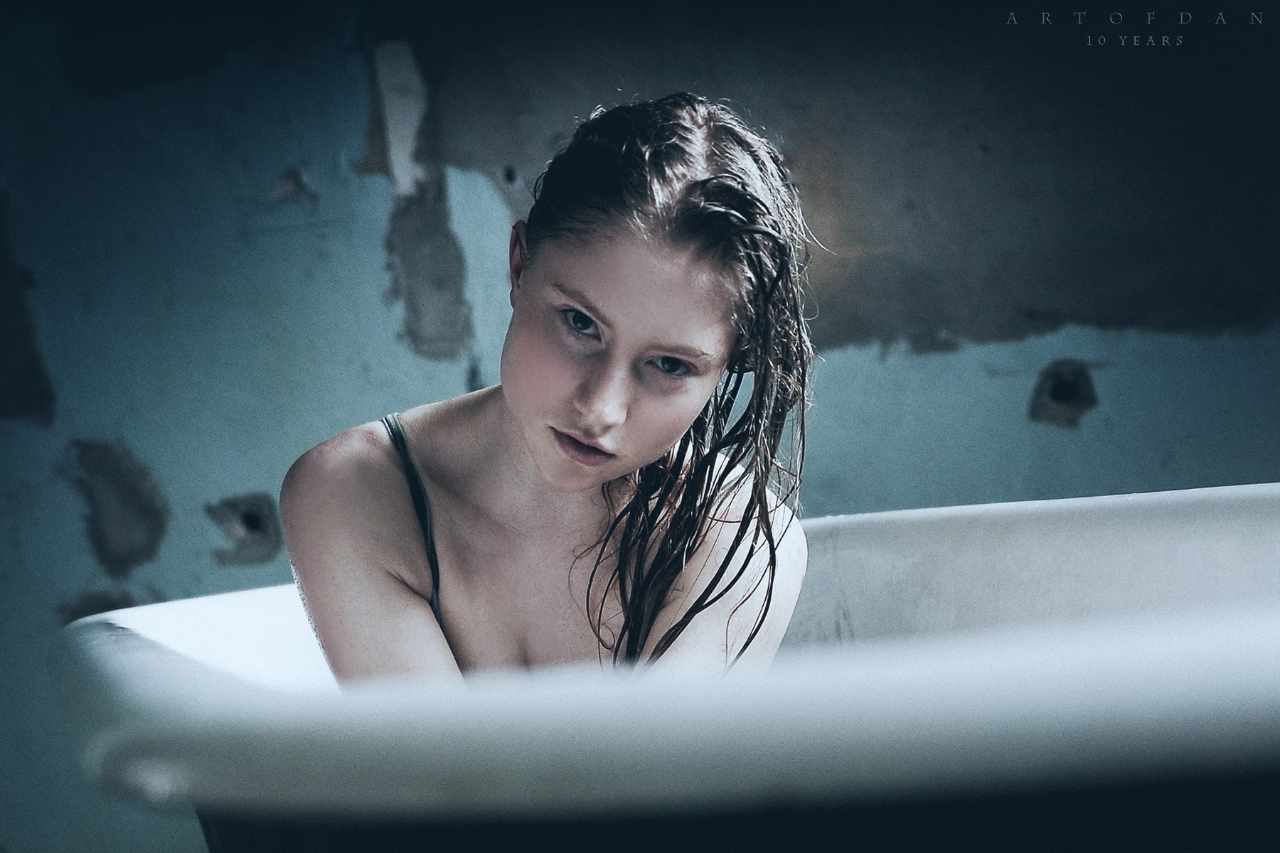 blue, old, face, bathtub, 720P, women, Dani Fehr, 500px, HD Wallpaper