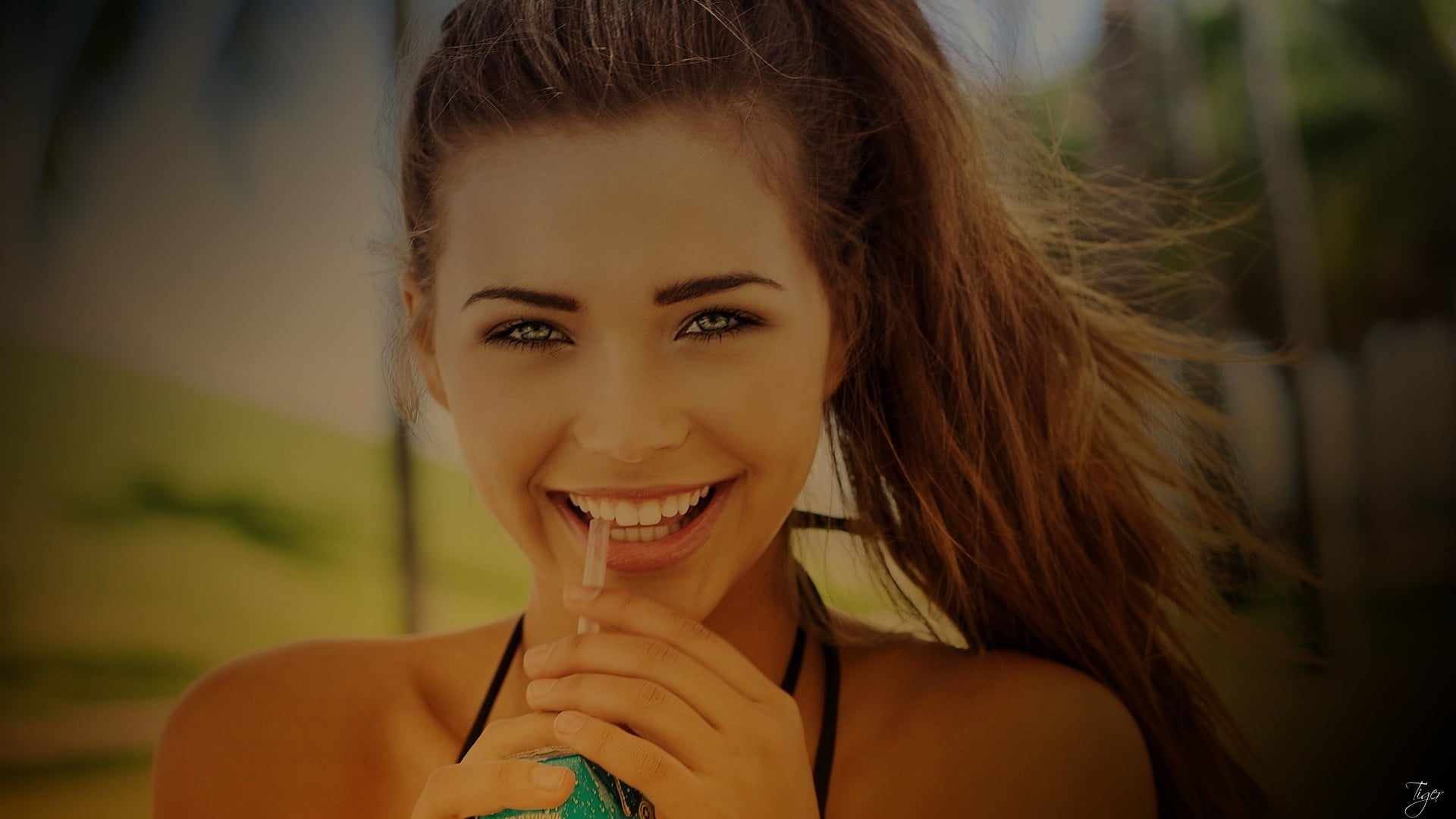body part, happiness, young women, smiling, s, face, brunette, black, hairstyle, beauty, halter, beautiful woman, brown hair, top, young adult, teeth, people, HD Wallpaper