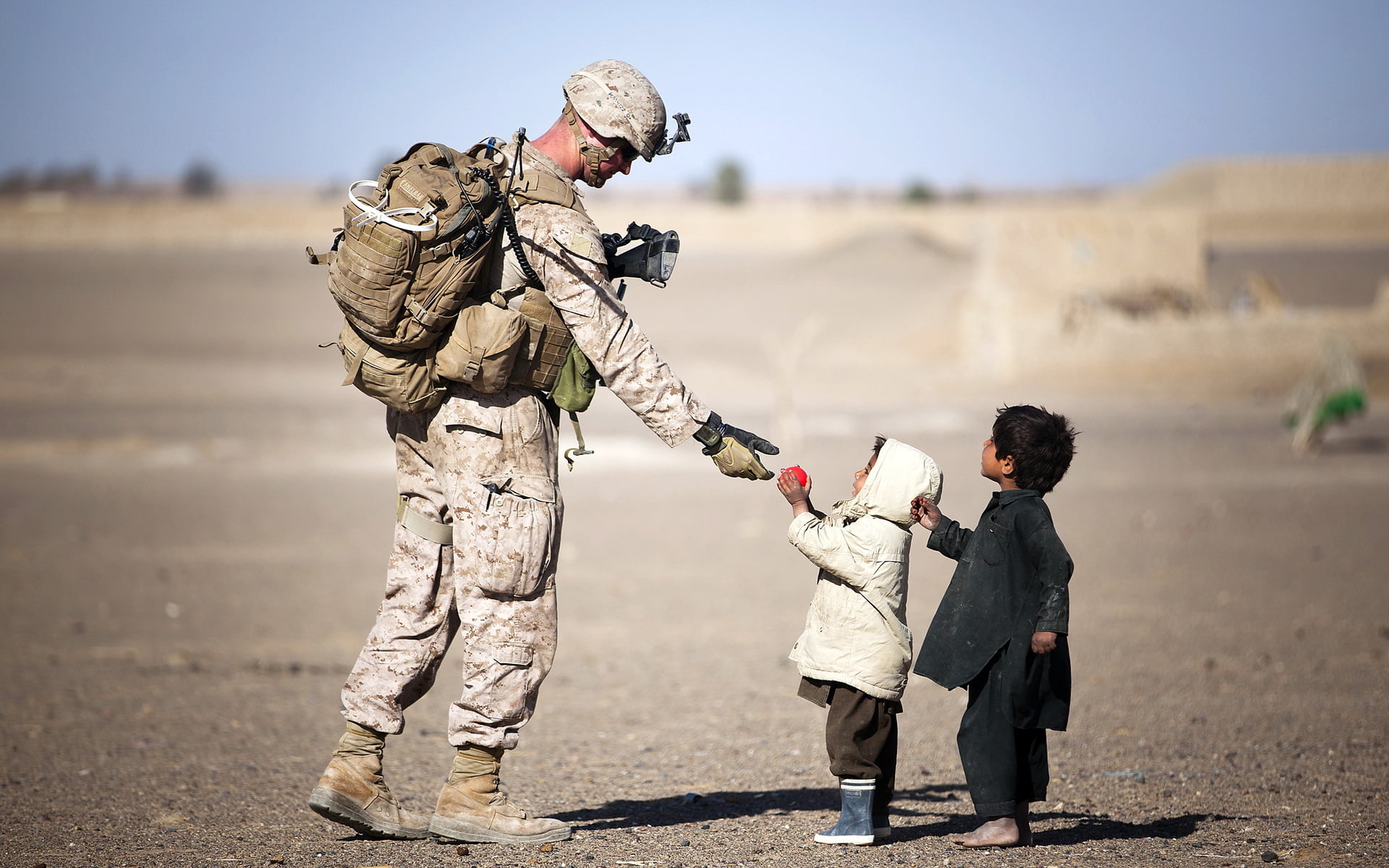 black, children, toddler, child, clothing, people, military, outdoors, 1080P, coats, offspring, soldiers, boys, family, males, two people, two, white, HD Wallpaper
