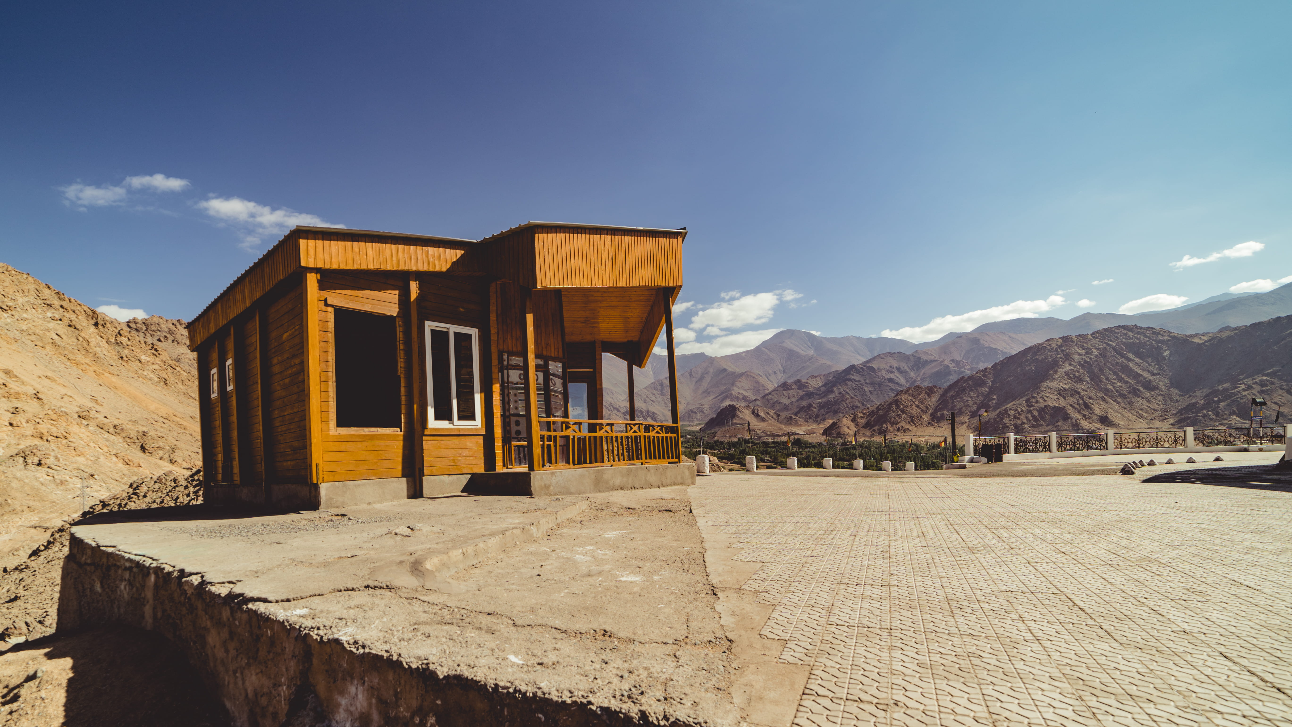 mountain range, architecture, india, stok, shantistupa, outdoors, trek, house, mountain, himalayas, 5K, day, built structure, mountains, building exterior, HD Wallpaper