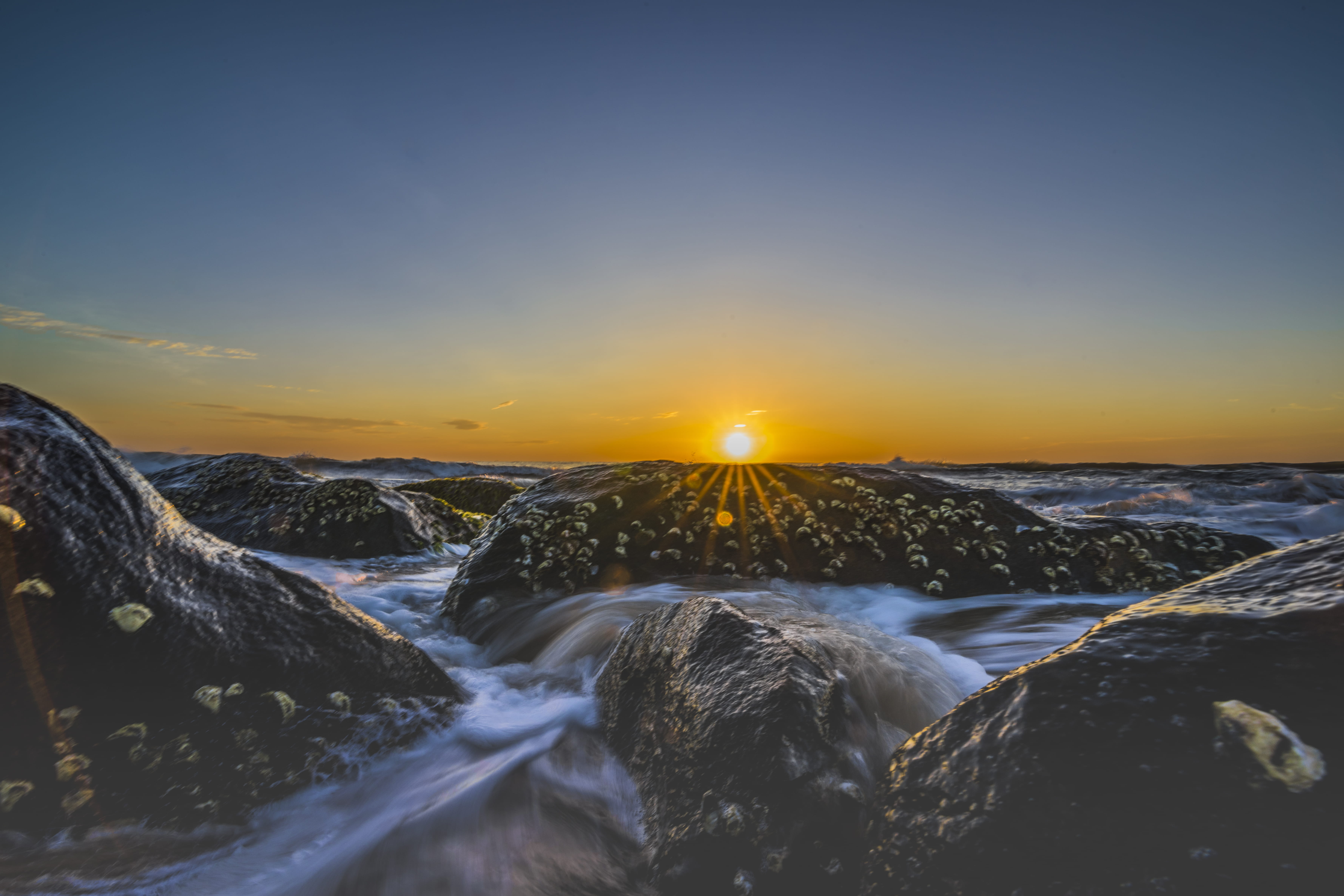 rock, sunset, waterfalls, india, beauty in nature, land, outdoors, landscape, tranquil scene, wow, winter, rock - object, incredibleindia sunrise, stream beach, HD Wallpaper