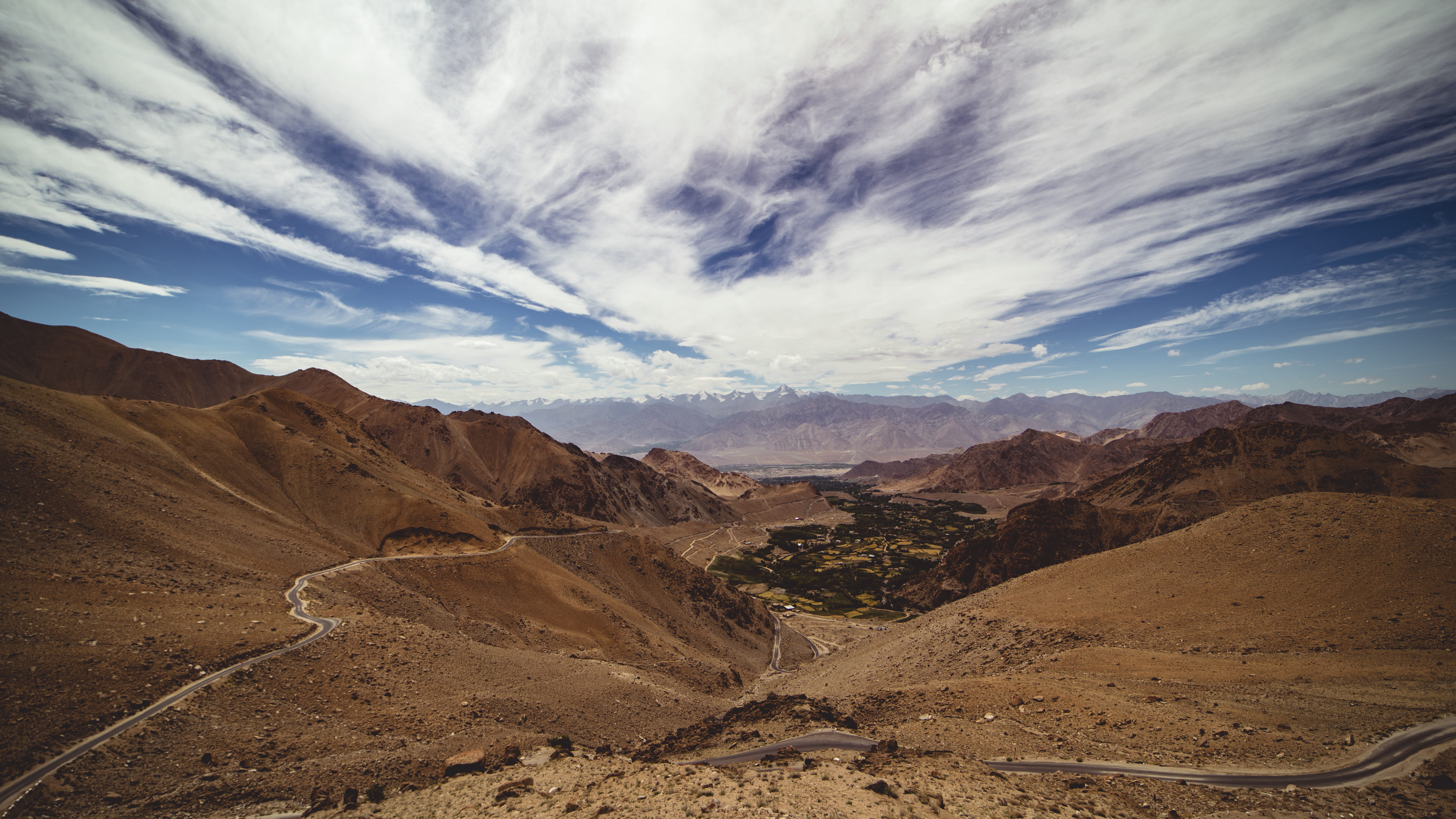 bike, ladakh, samyang, no people, physical geography, tranquility, landscape, aerial, mountain range, khardungla, himalayas, soil, city, idyllic, sand, HD Wallpaper