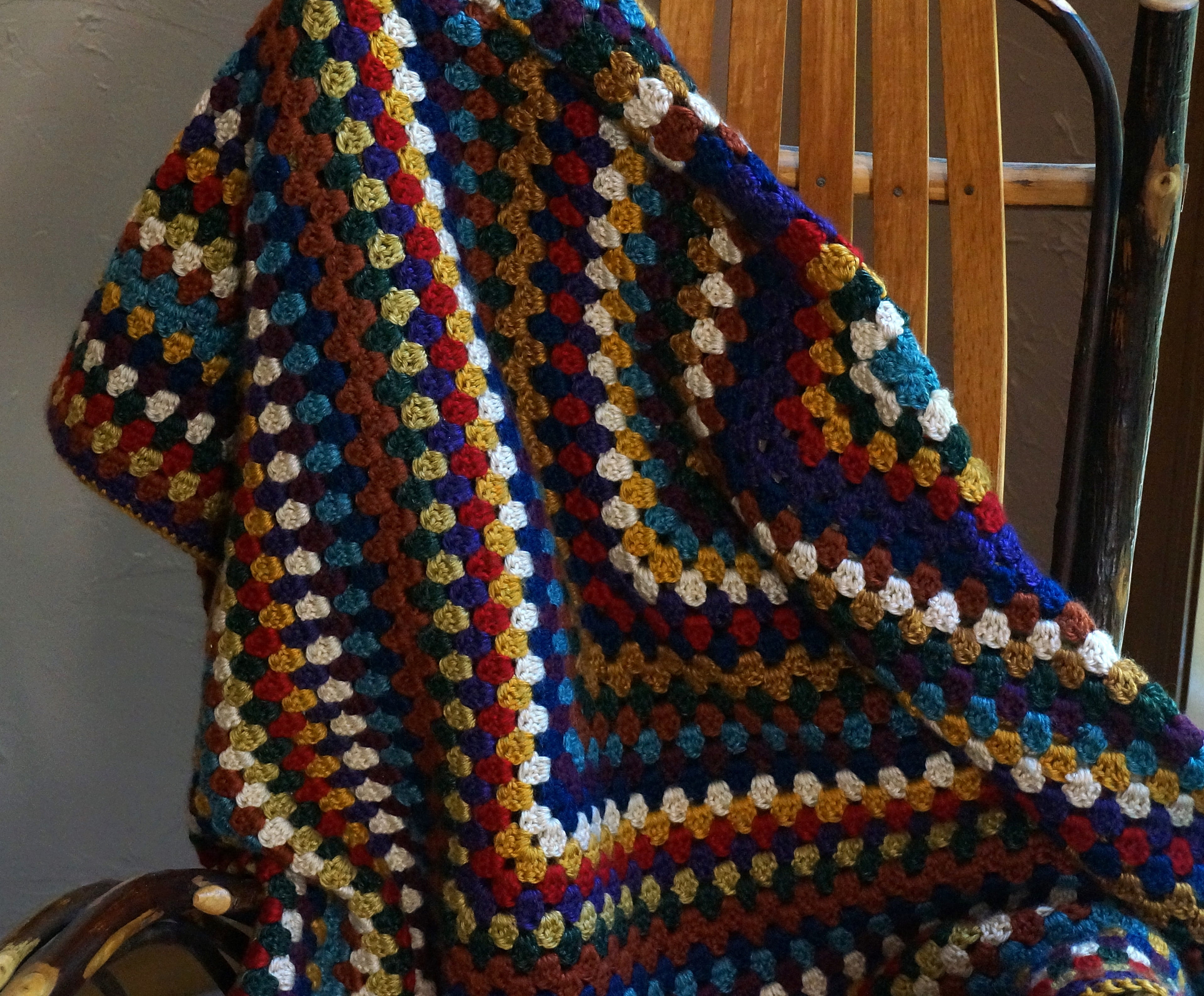 floral pattern, colorful crocheted afghan, handcrafted, no people, creativity, handmade, 2K, softness, art and craft, Colorful, design, indoors, Crocheted, HD Wallpaper