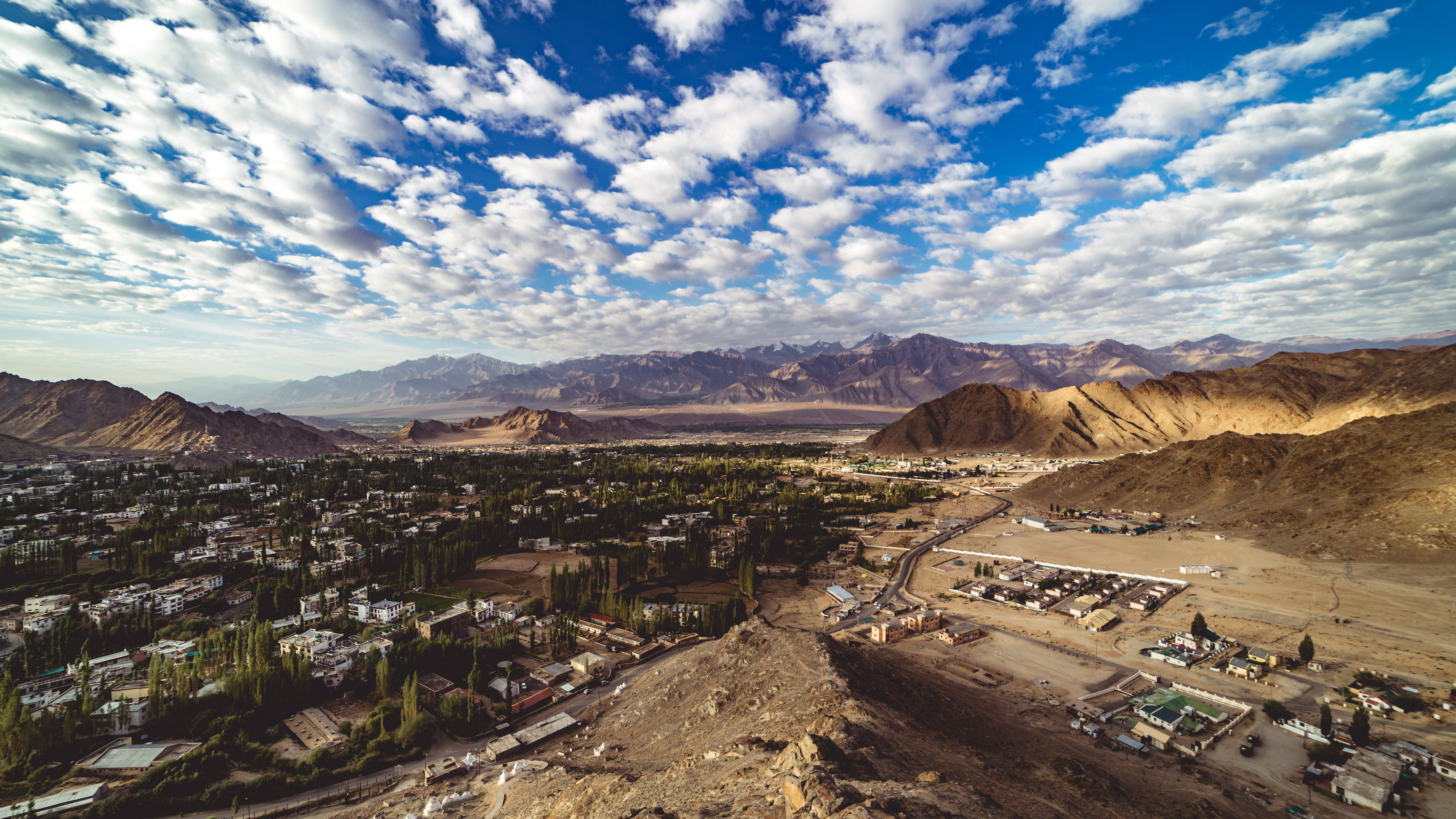 aerial, landscape, countryside, urban, beauty in nature, photo, land, desert, city, no people, town, building, outdoors, tranquil scene, leh, flood, valley, HD Wallpaper
