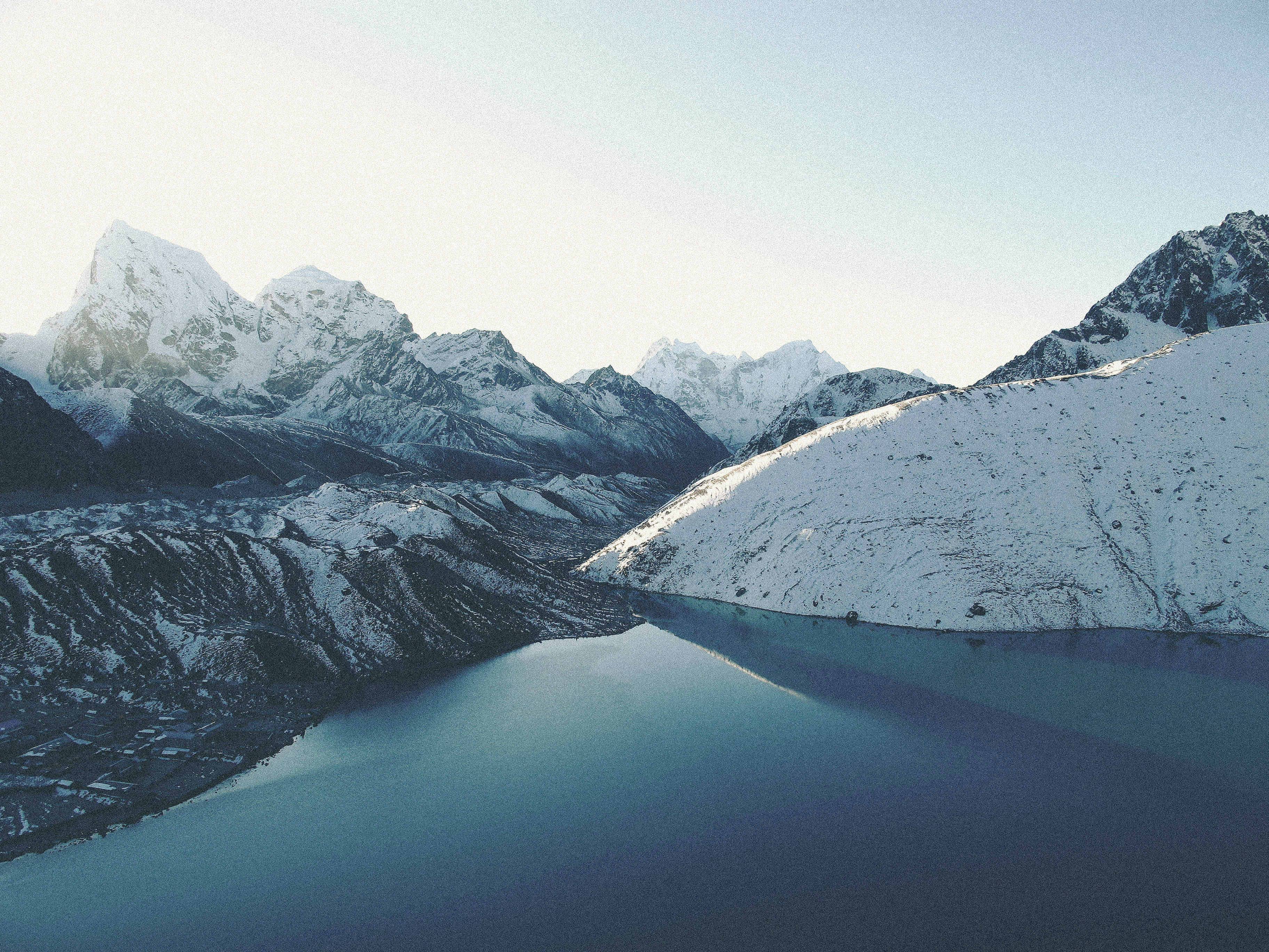 snow, landscapes, mountain Range, tranquility, mountaintops, environment, lakes, glacier, Nepal, photos, cold - Temperature, day, Gokyo Lakes, winter, mountain, HD Wallpaper