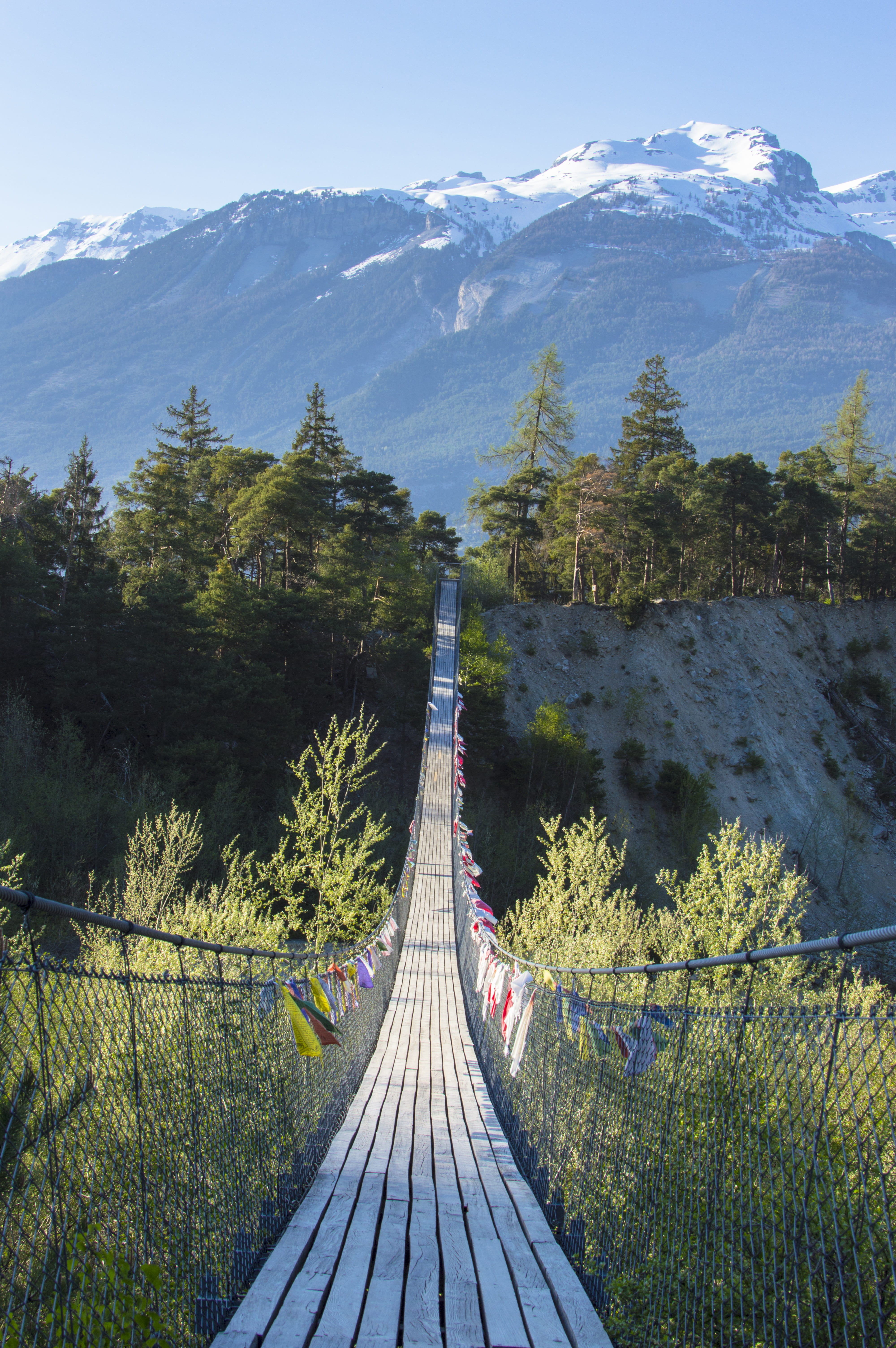 5K, tranquility, no people, alpine, tranquil scene, tree, scenics - nature, outdoors, sky, nature, the way forward, footbridge, wood, switzerland, day, Phone HD Wallpaper