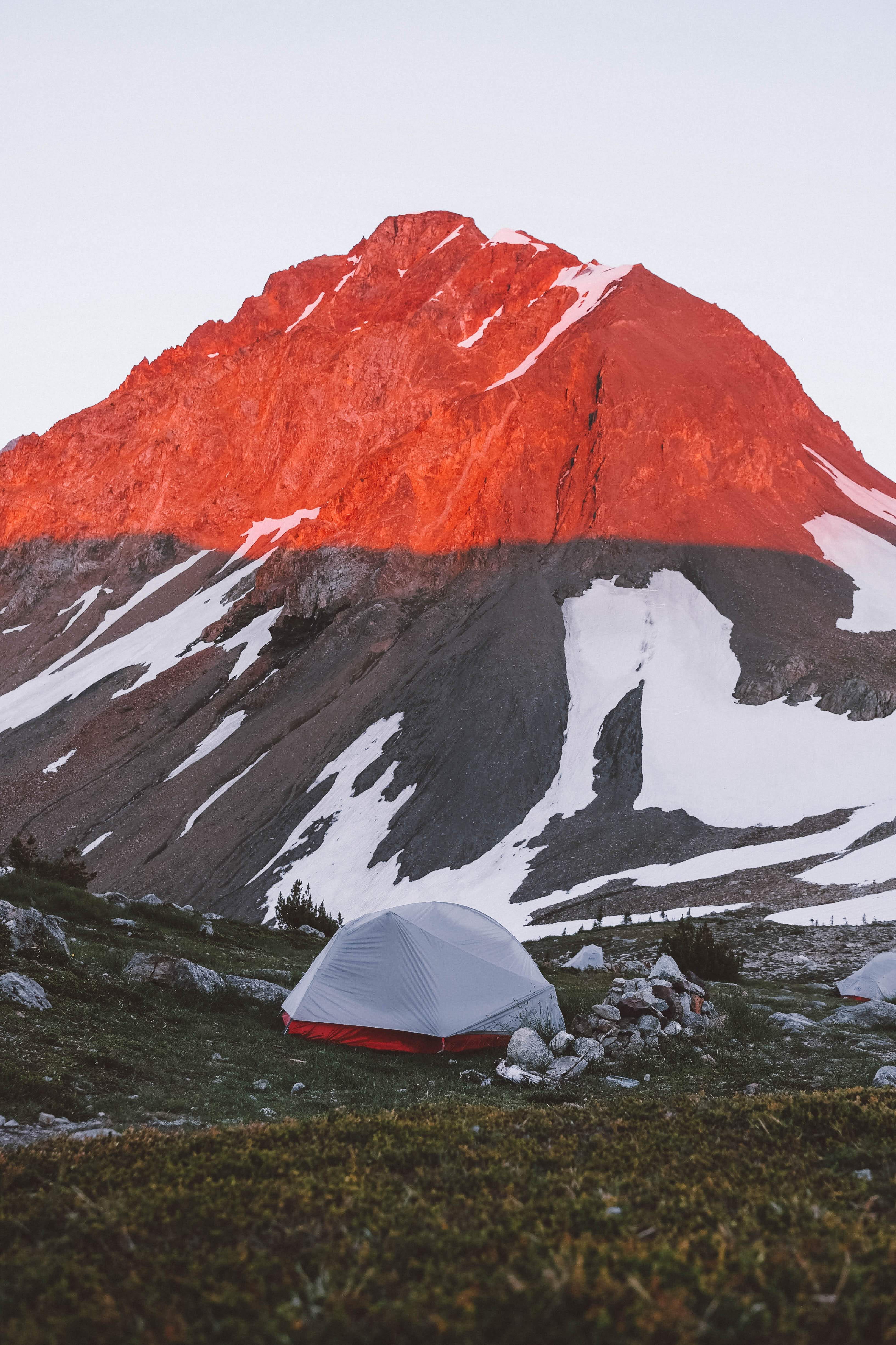 sunset, mountain Peak, terrain, ice, peak, campsite, wilderness Area, outdoors, backpacking, glacier, exploration, camp, tent, landscape, rugged, near, Phone HD Wallpaper
